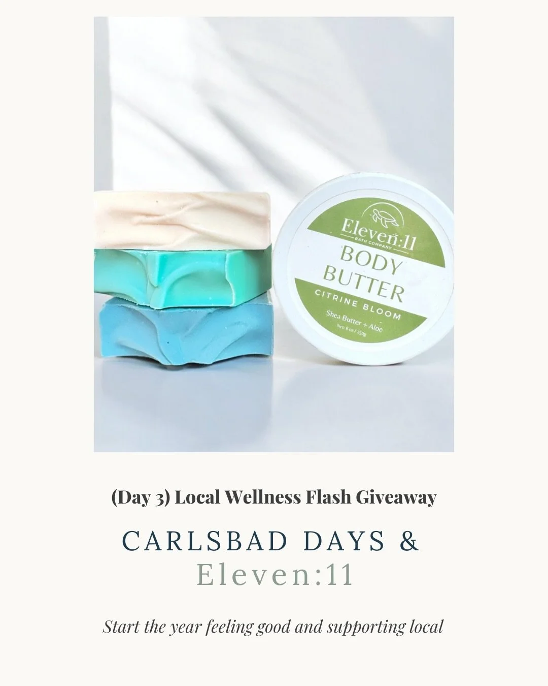 Wellness Flash Giveaway 🎁 Day 3

Today&rsquo;s giveaway is with @eleven11bathcompany, and one winner will receive a curated Eleven:11 Bath Co. self care bundle including a full size Skin Renewal Tallow, Hair tie &amp; Bracelet, a cold process soap b