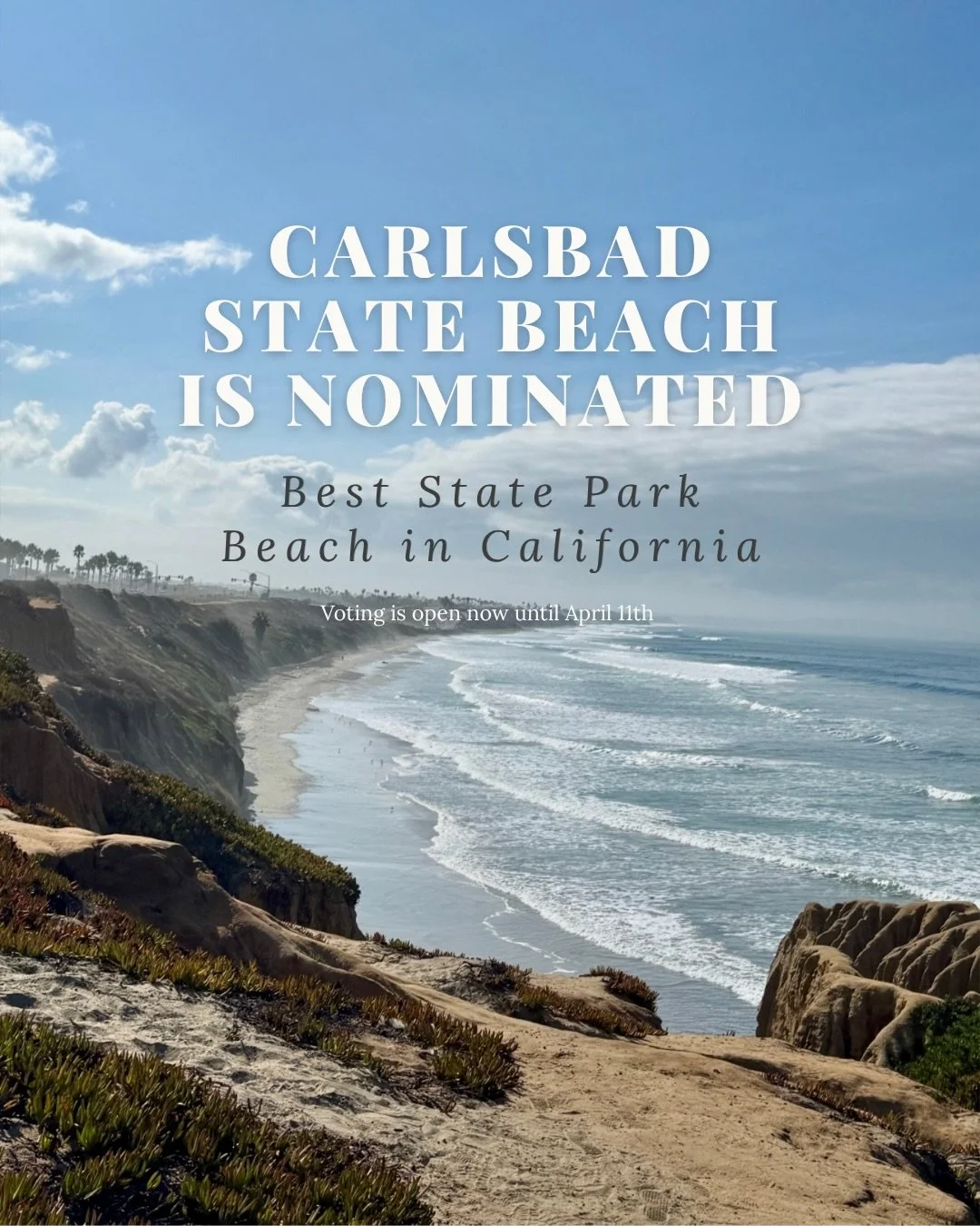 Vote now! Carlsbad State Beach is officially nominated for Best State Park for Beaches in California, and if you&rsquo;ve spent any time here&hellip; you probably already know why.

It&rsquo;s the easy beach day.
The after-school stop.
The sunset res