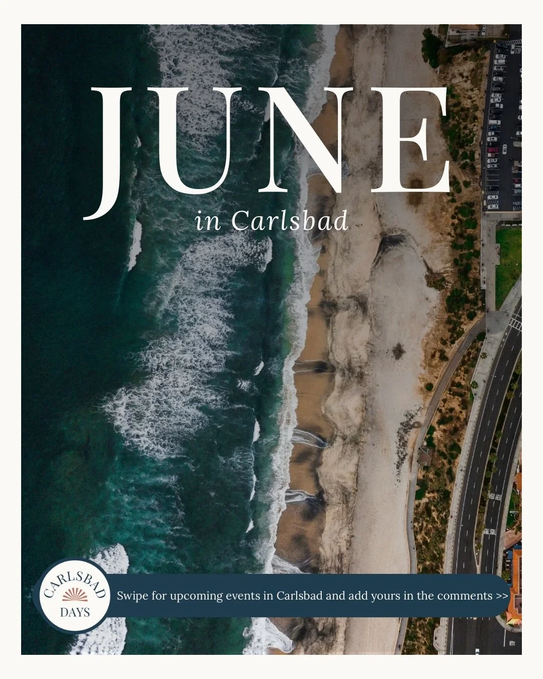 June in Carlsbad is looking good 🌊 Swipe through for a few ideas of events to put on your radar this month.

@newvillagearts 
@carlsbadlagoon 
@capereycarlsbad 
@carlsbadfarmersmarket 
@castateparkssd 

What other events in Carlsbad are on the horiz