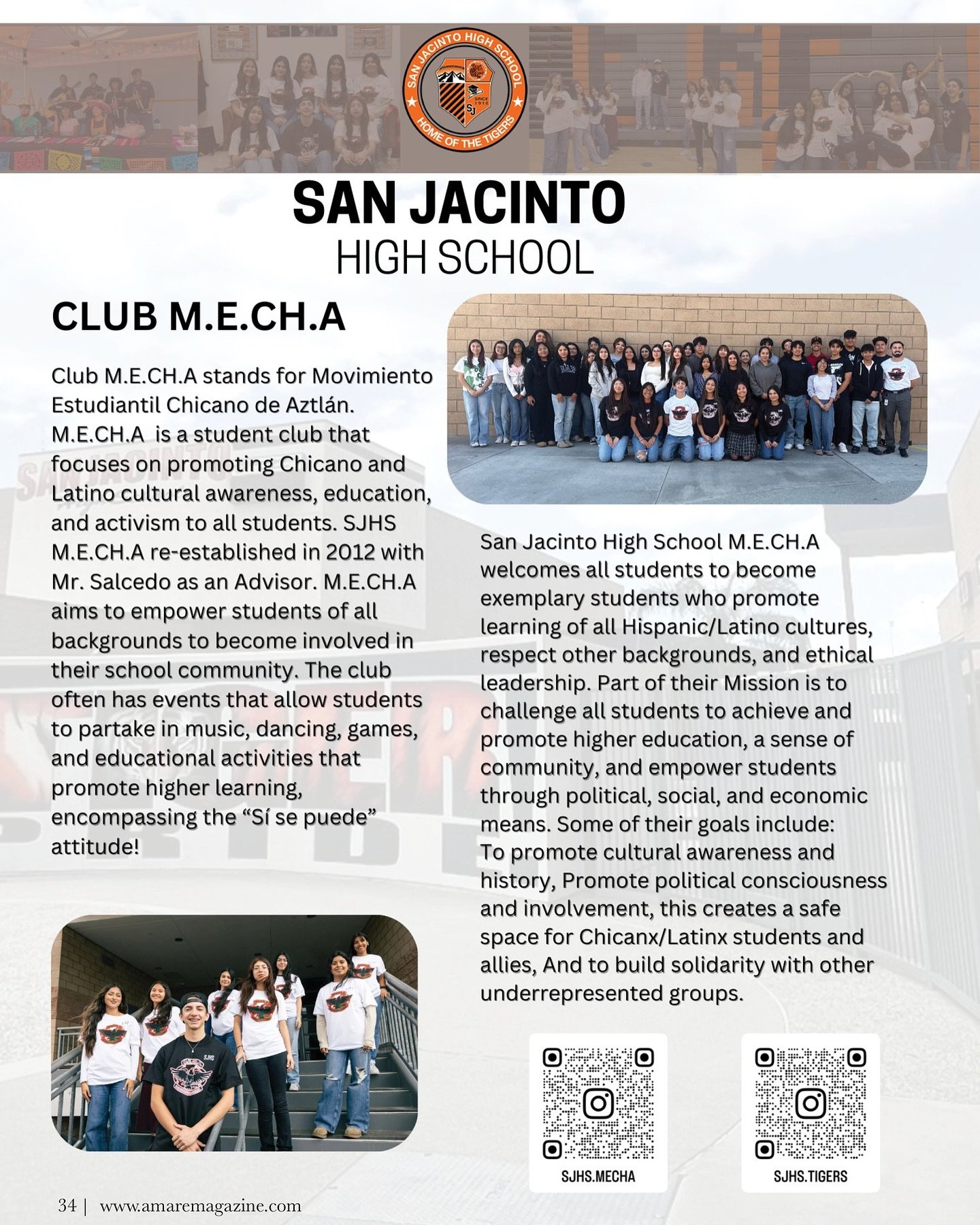 San Jacinto High School M.E.CH.A, their Mission is to challenge all students to achieve and promote higher education, a sense of community, and empower students through political, social, and economic means.

#amareteen #amareteenmagazine #sjhs #sanj