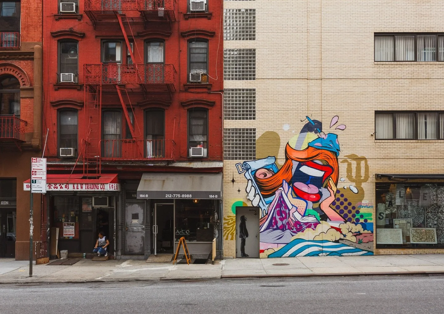 A print you can get lost in&hellip;

At first glance this is a New York street scene with a large colourful graffiti art mural. Look closer and you start to notice the details&hellip; the man on the stoop having his smoko, doorway silhouettes, strang