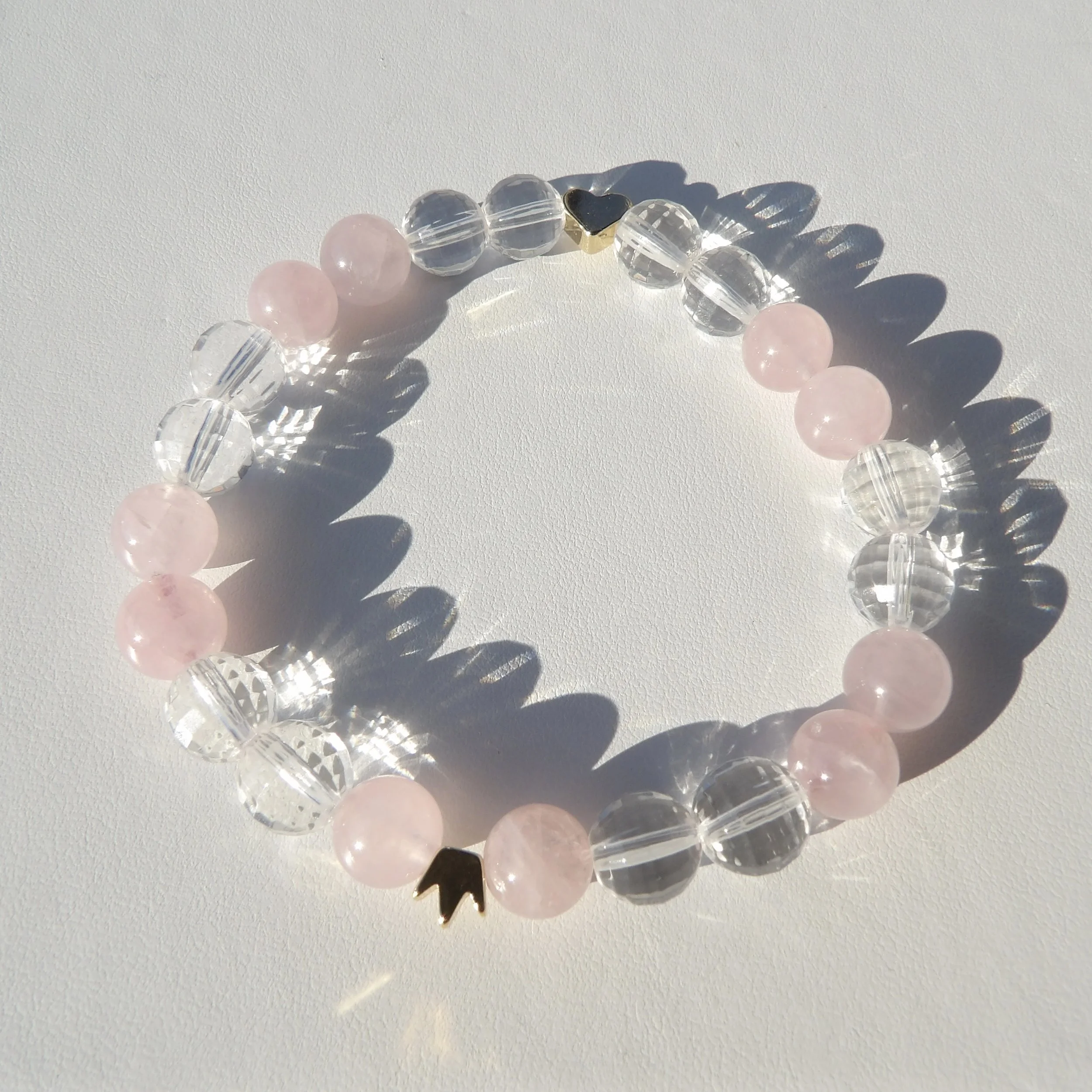 Self Lover Rose and Clear Quartz Bracelet