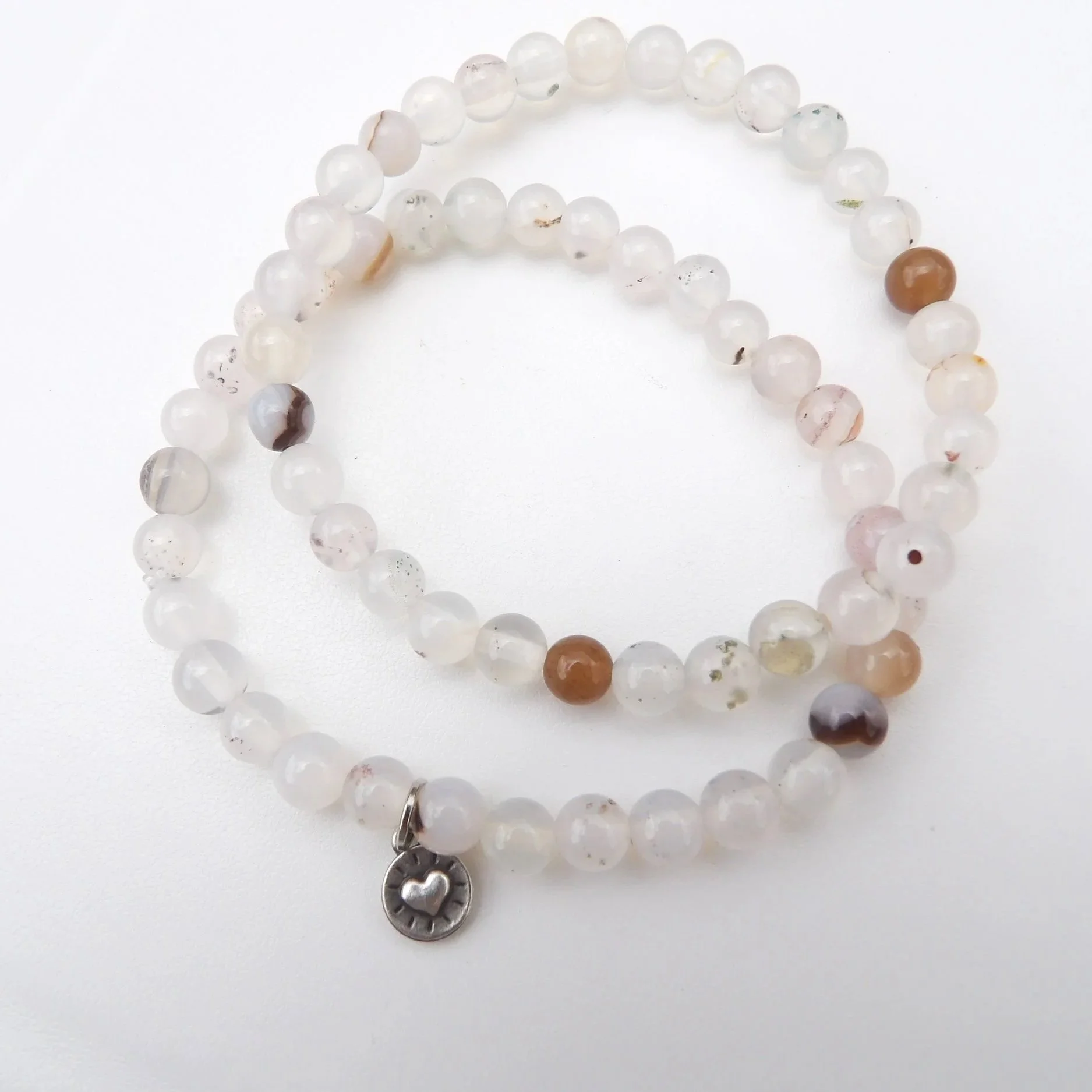 Tranquil Harmony Agate Bracelet with Sunburst Charm