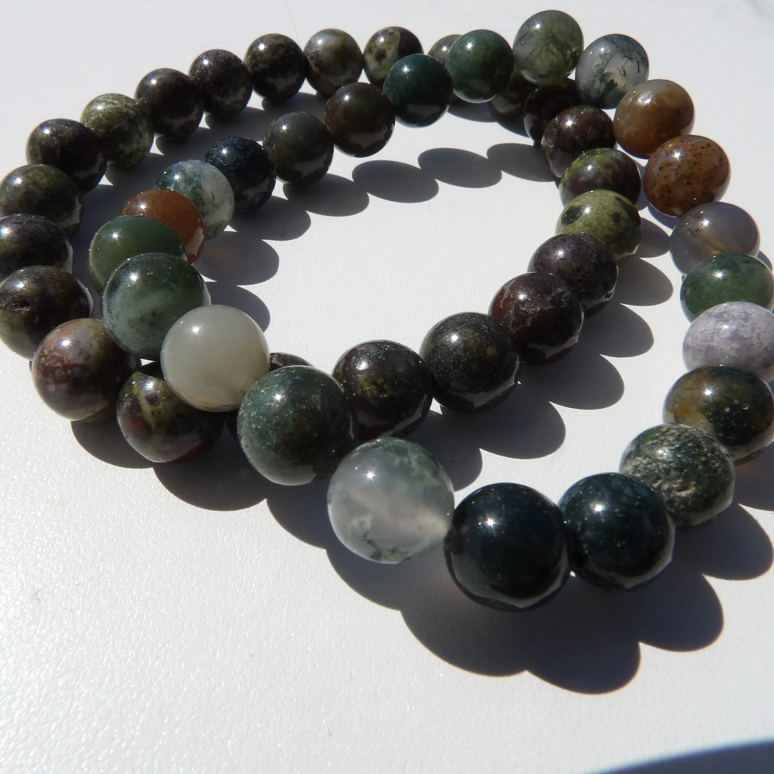 Strength & Serinity Indian Agate & Dragon Blood Jasper Bracelet Stack