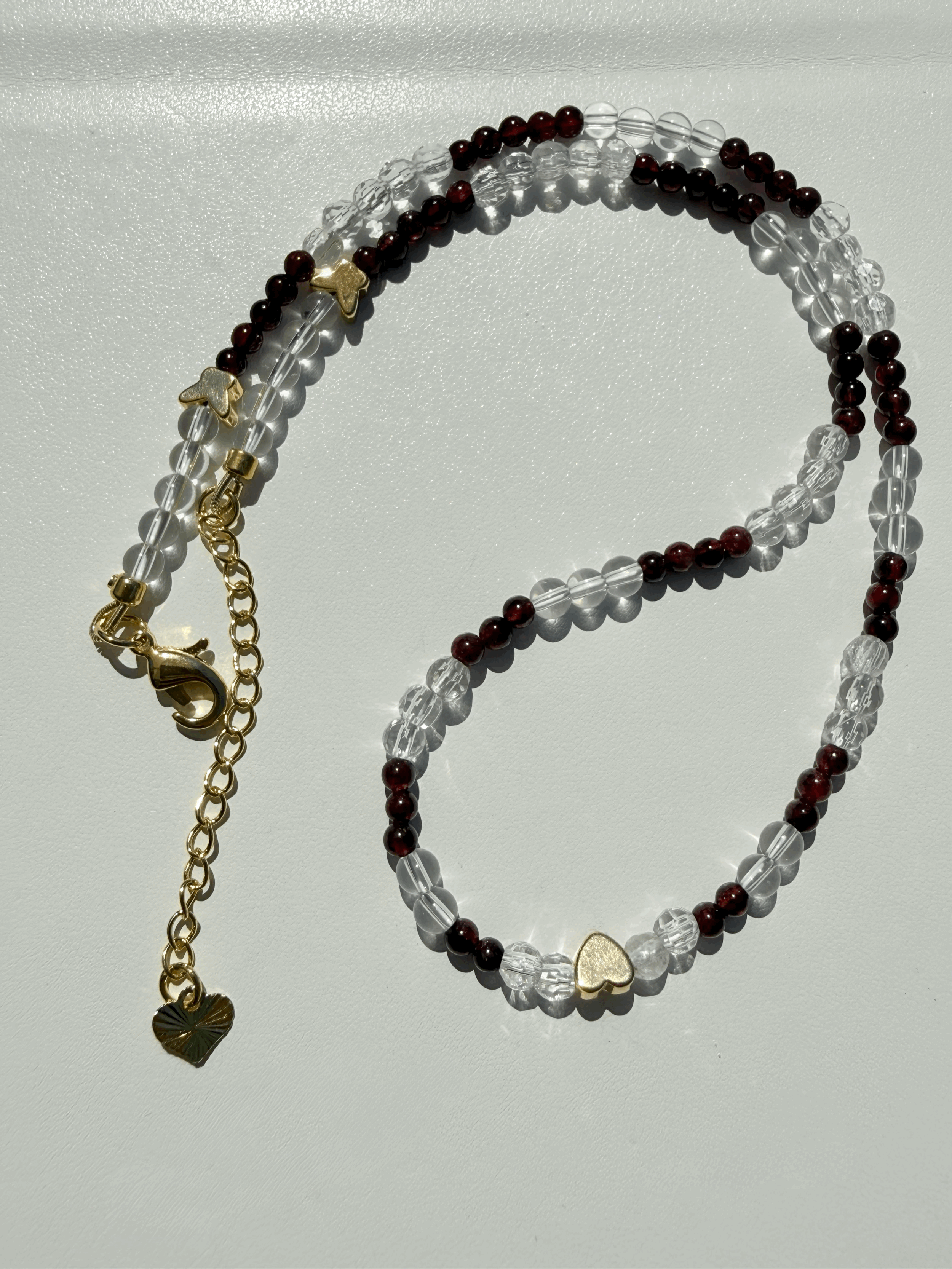 Radiant Harmony: Clear Quartz and Garnet Necklace