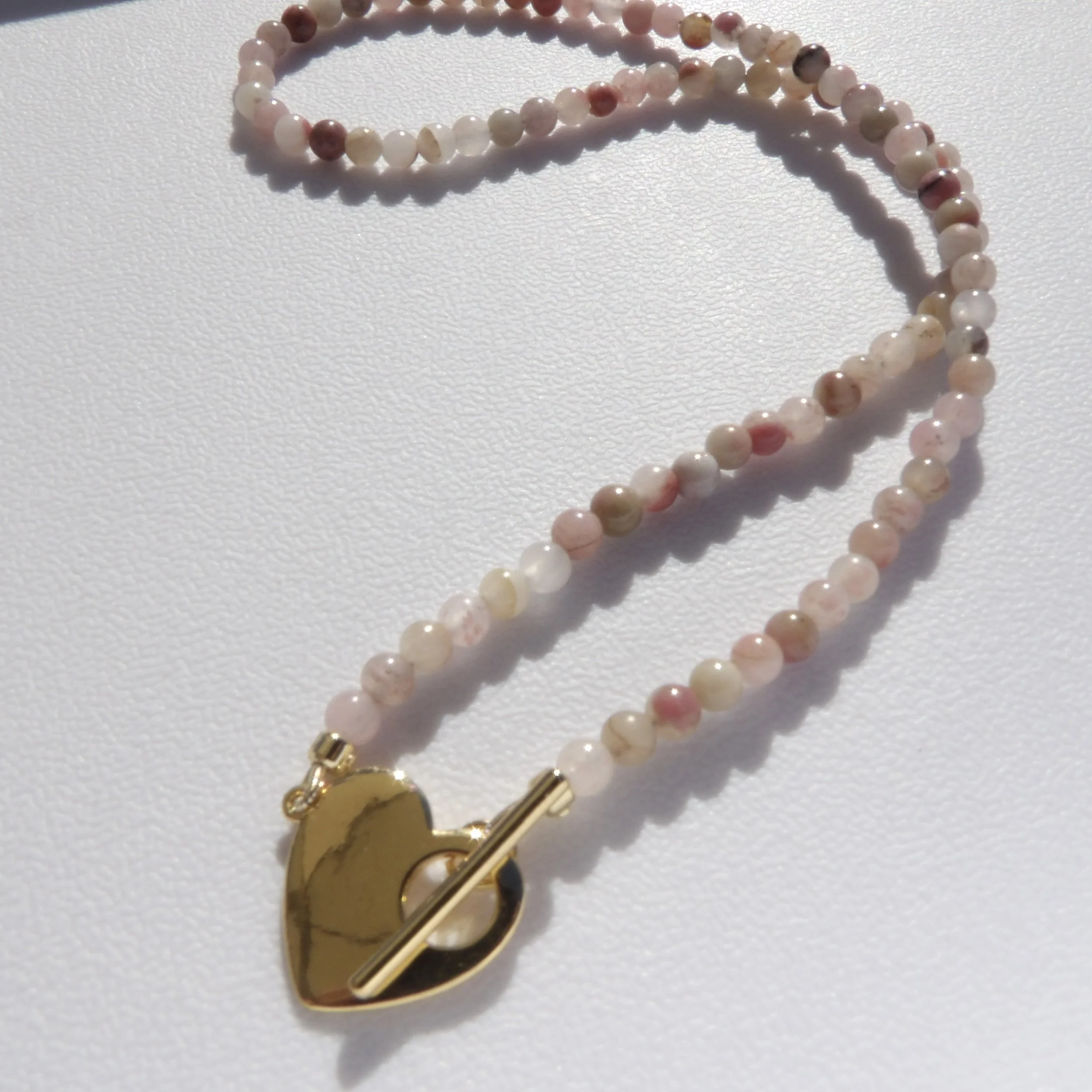 Sakura Agate Heart Toggle Necklace