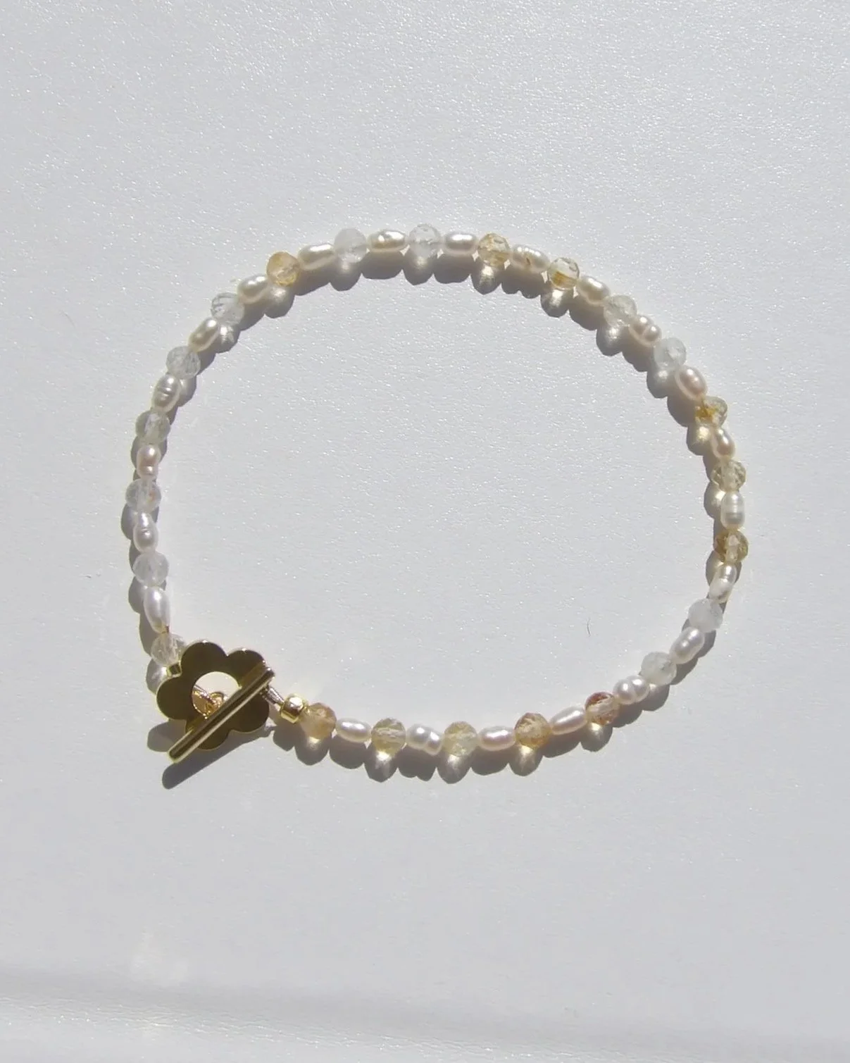 Freshwater Pearl & Citrine Daisy Bracelet