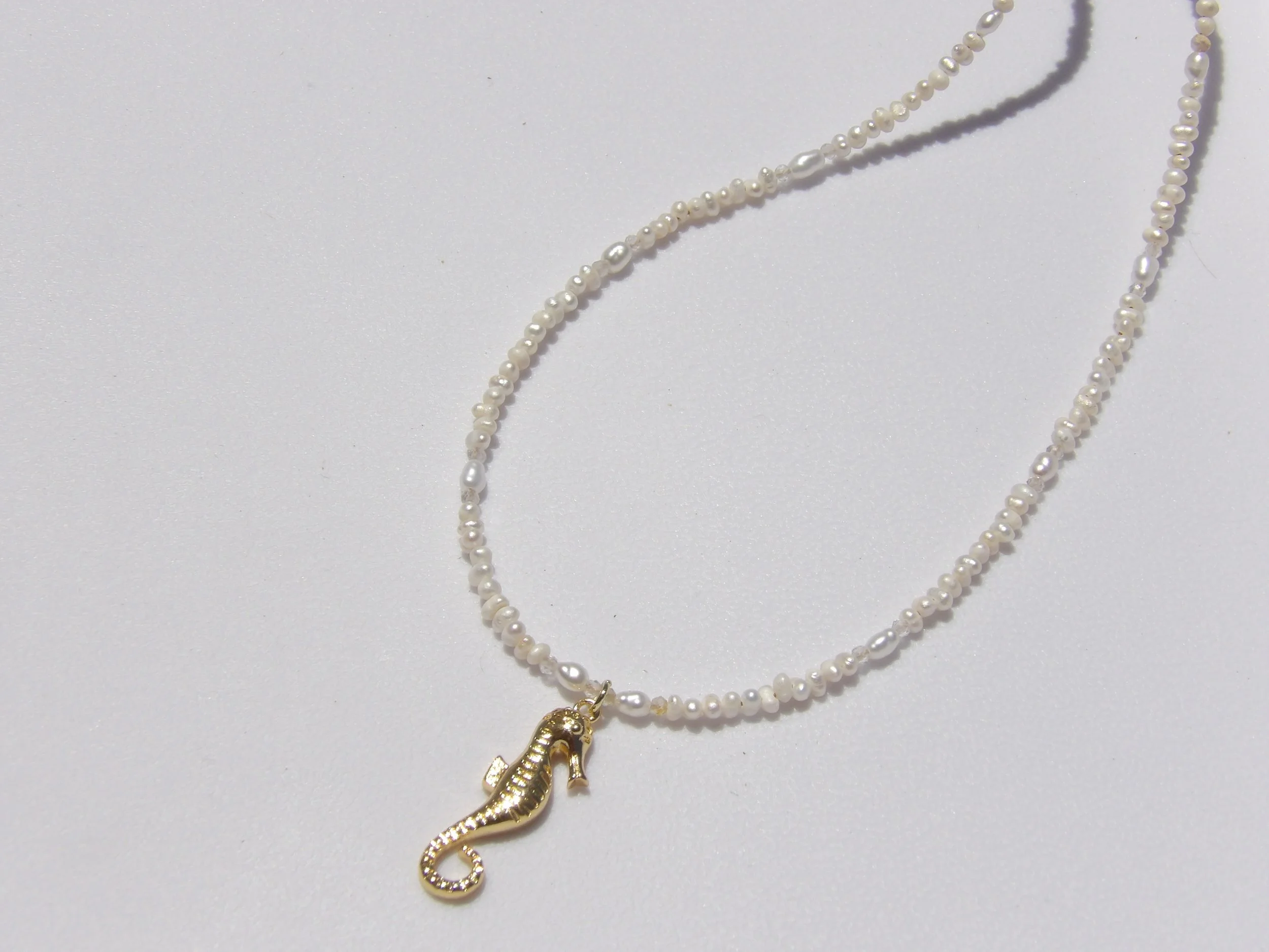 Baby Pearl & Citrine Seahorse Necklace