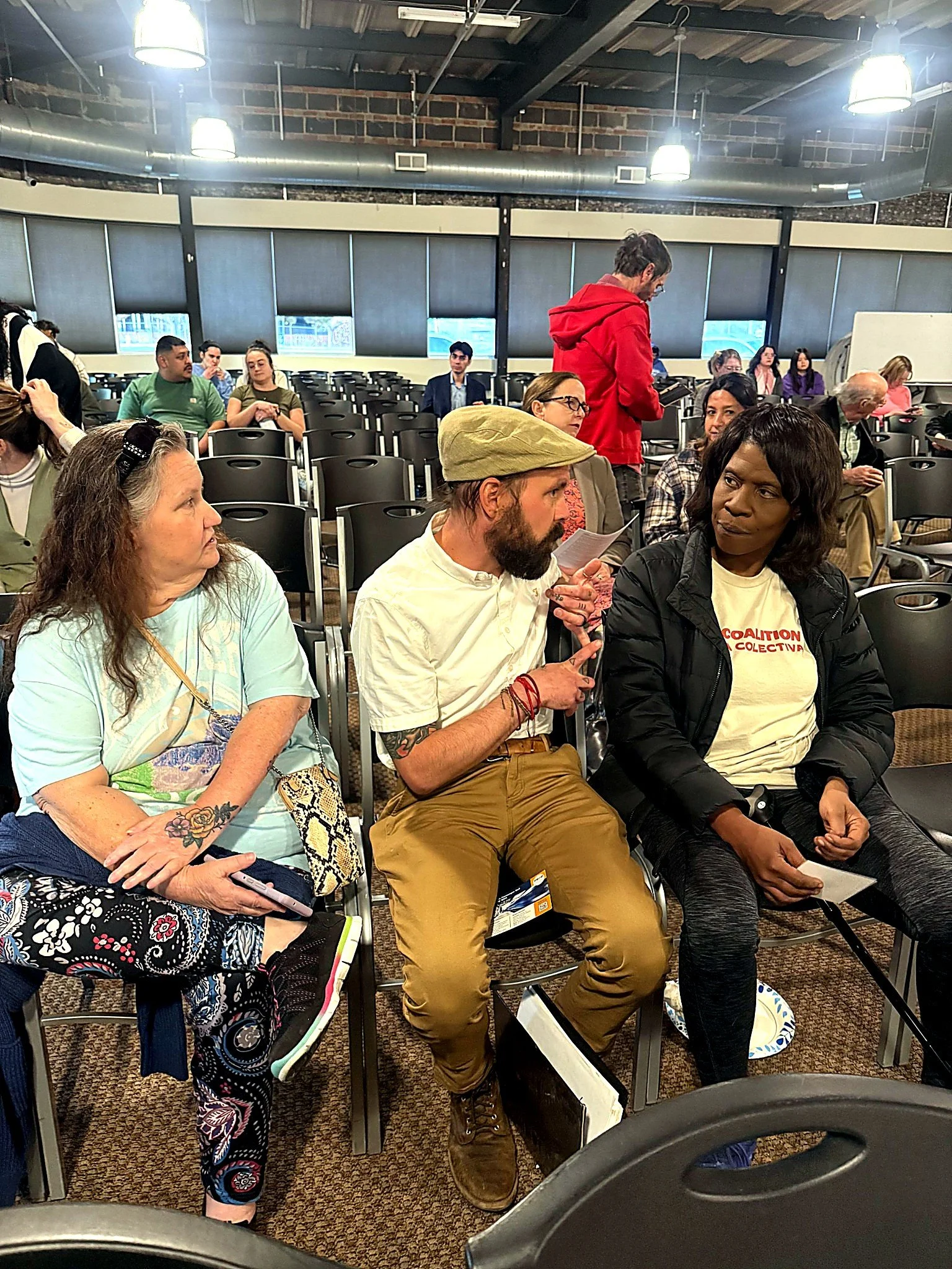 Hamilton discussing with the community prior to the Swansea Data Center Forum hosted by Councilman Darrell Watson