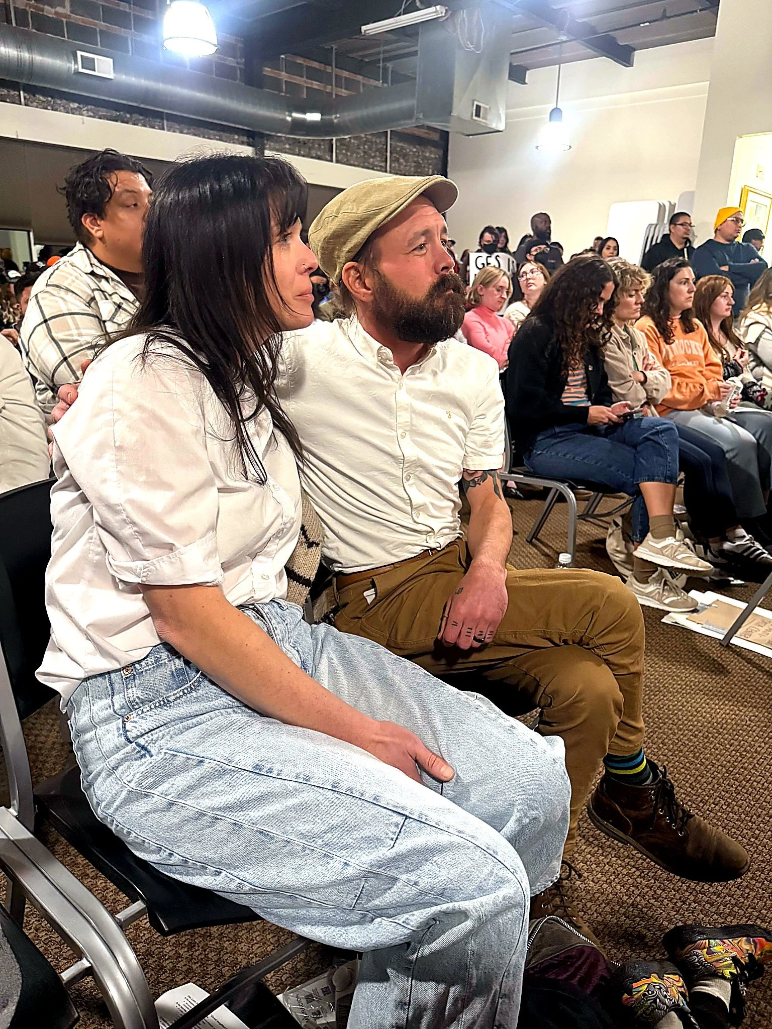 Hamilton and Amber Nickoloff listening attentively to the Data Center discussion