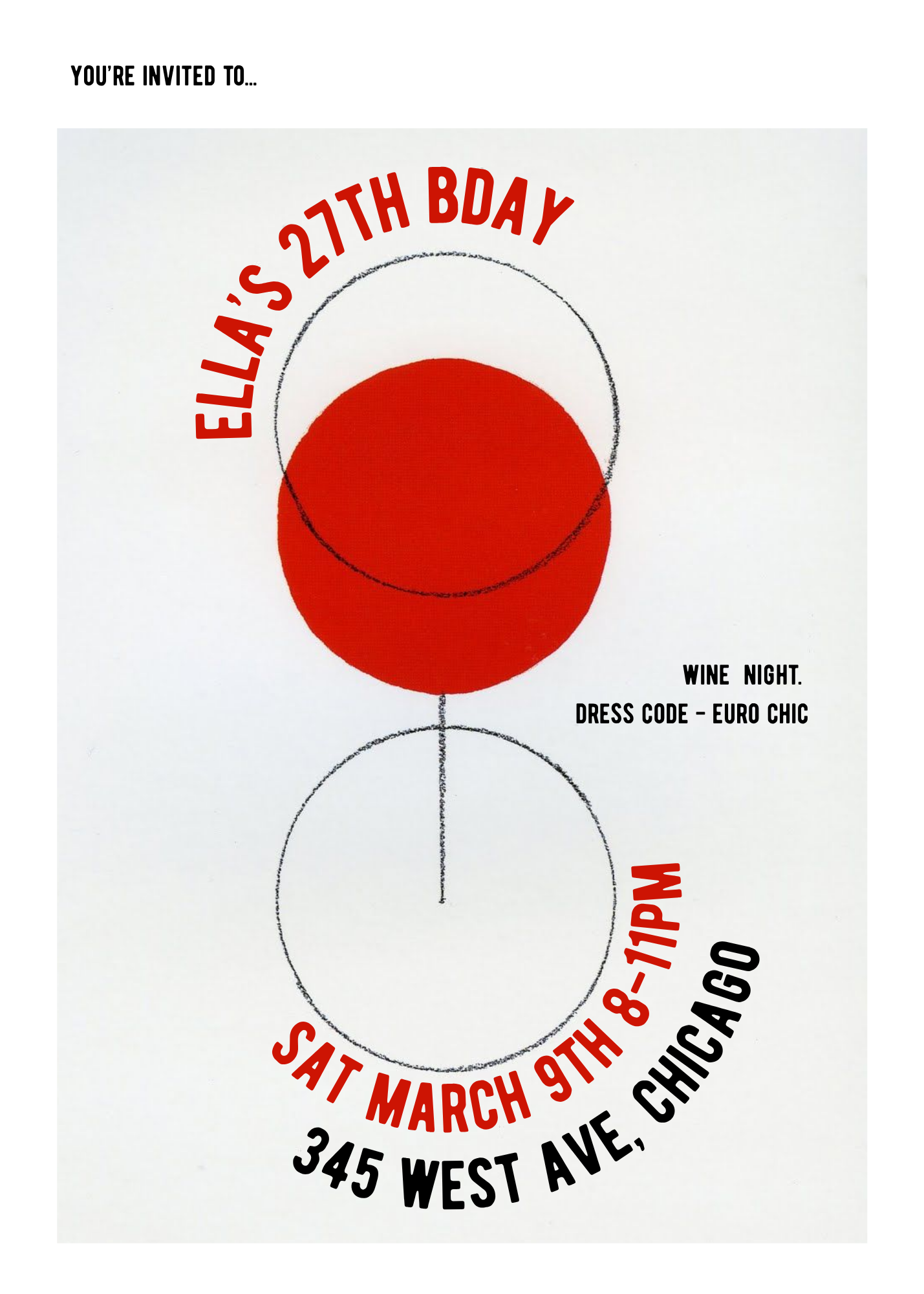 wine night bday invite - digital download