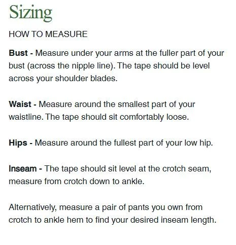 Sizing guide