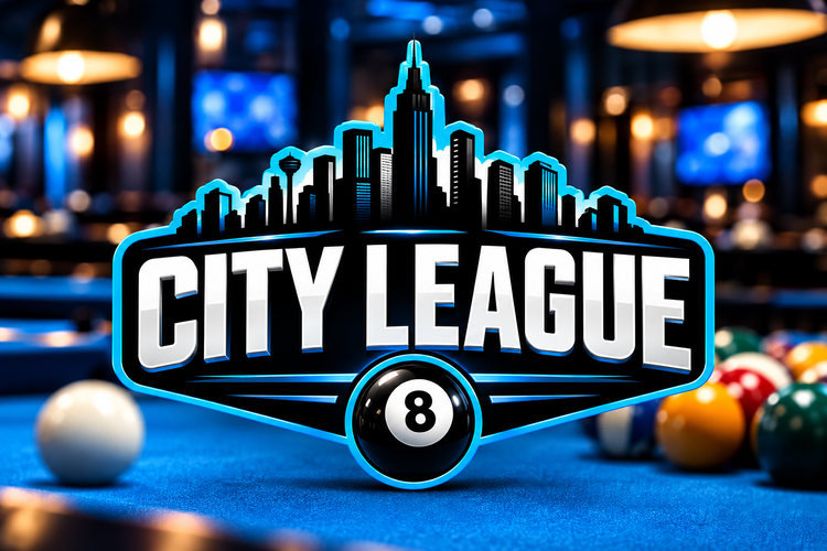 City League logo over a pool hall backdrop