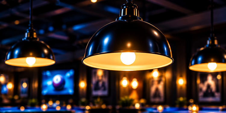Tournament pendant lighting over the tables