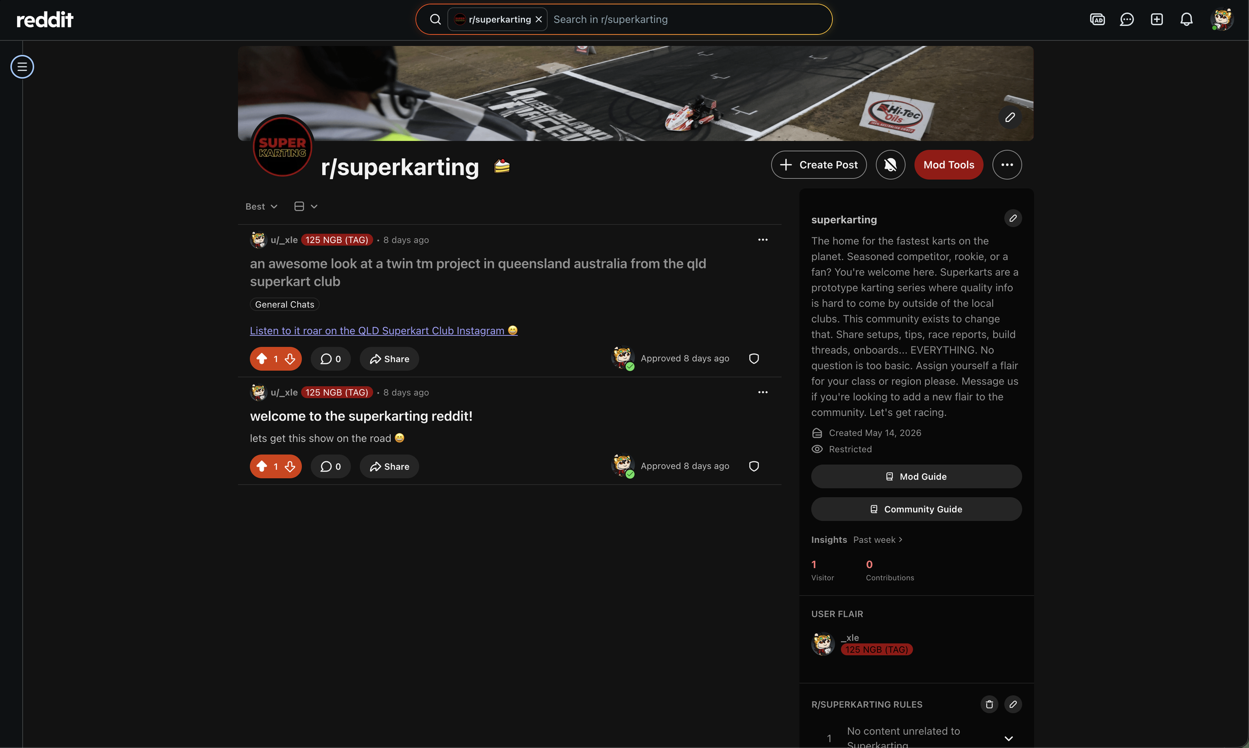 x racing kicks off r/superkarting — a BRAND NEW WORLDWIDE COMMUNITY FOR SUPERKARTERS NEW AND EXPERIENCED