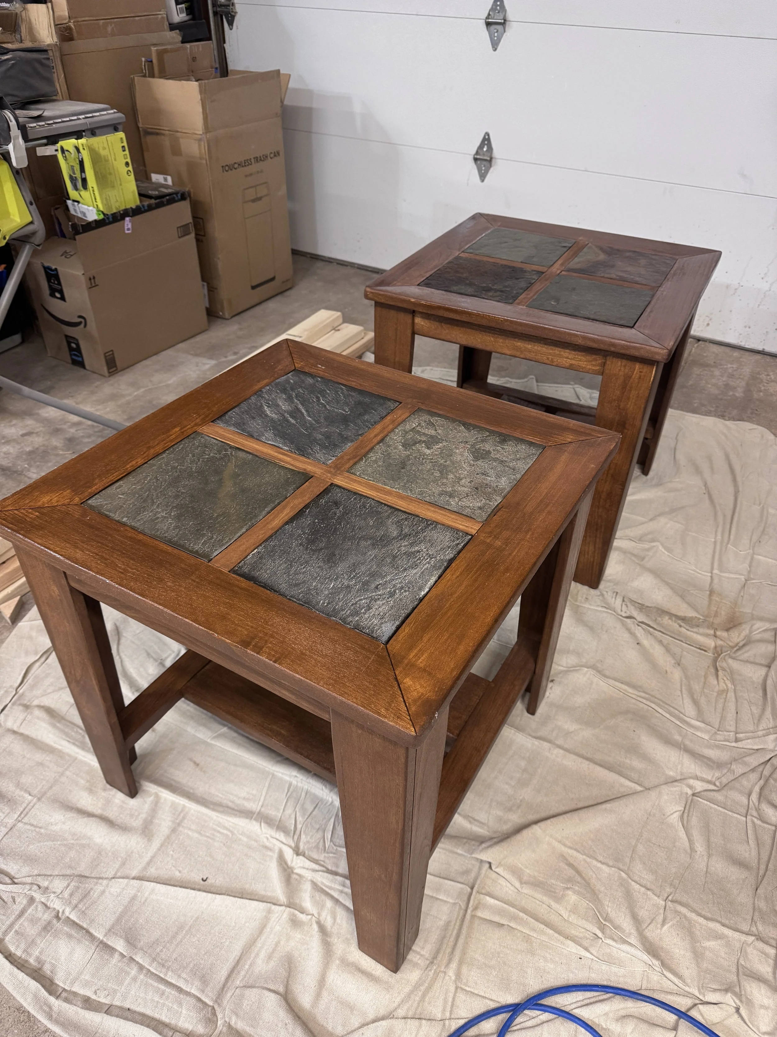 Refinished end tables for client