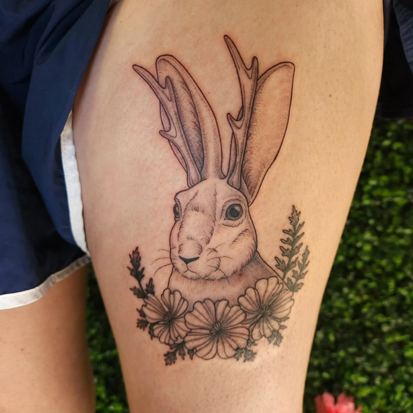 A jackalope for Melissa 🐇 super fun one! More animal tattoos pls!