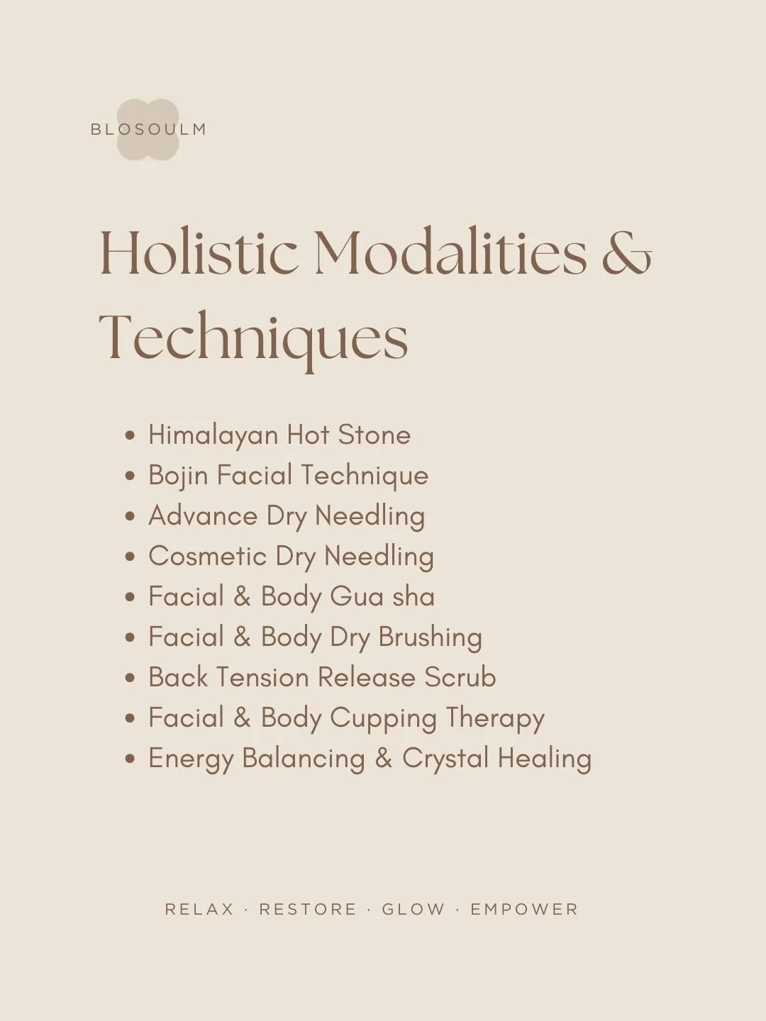 The Blosoulm Presence Method, enriched by a range of holistic modalities and techniques, is a distinctive approach that blends the wisdom of ancient practices with contemporary remedial therapies. 

It combines gentle yet intentional touch, mindful m