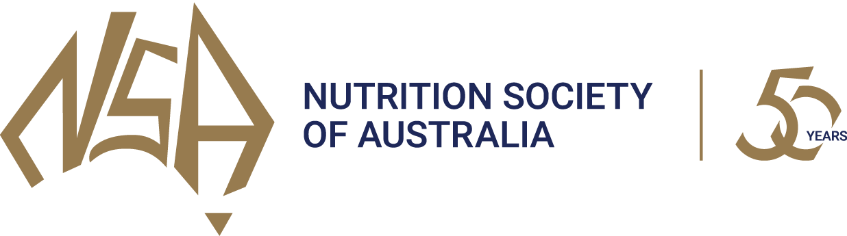 Logo for the Nutrition Society of Australia, celebrating 55 years.