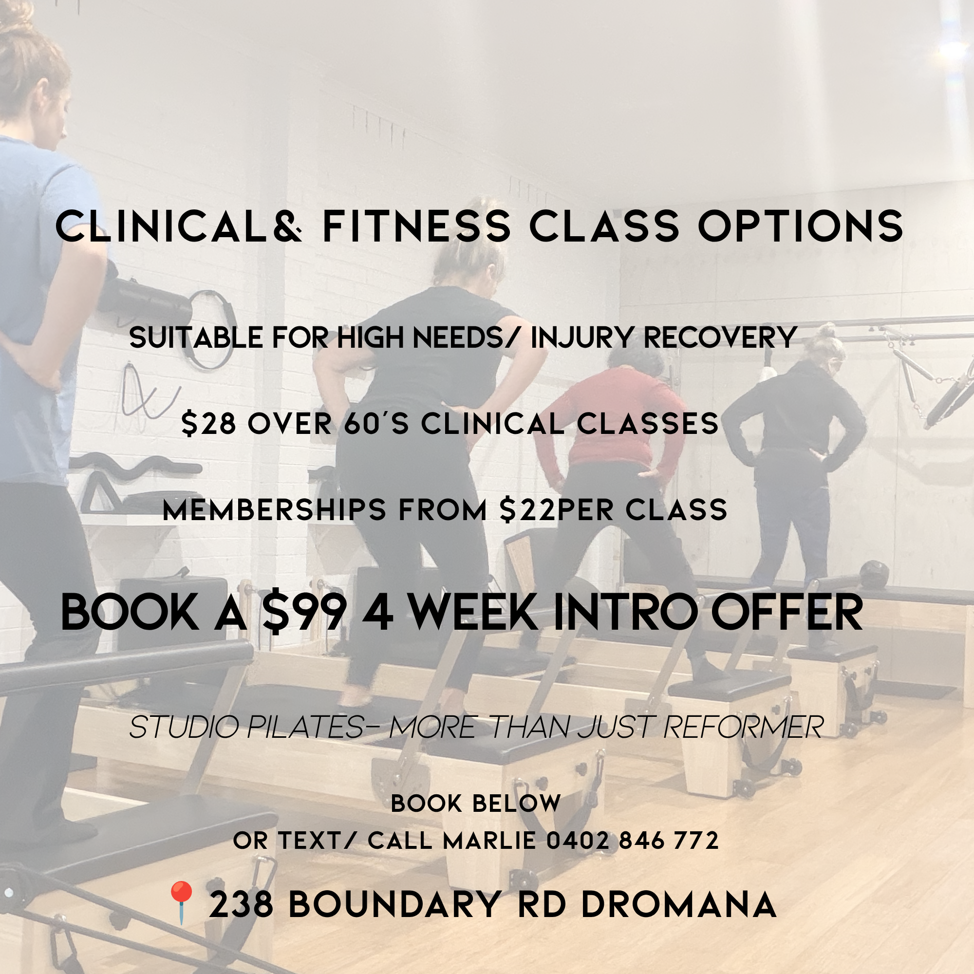 A woman with curly hair doing Pilates on a reformer machine in a bright, modern gym with plants.