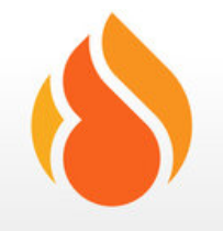 Abstract flame icon with orange, yellow, and white colors.