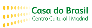 Logo for Casa do Brasil, Centro Cultural Madrid, with green text and yellow dotted design
