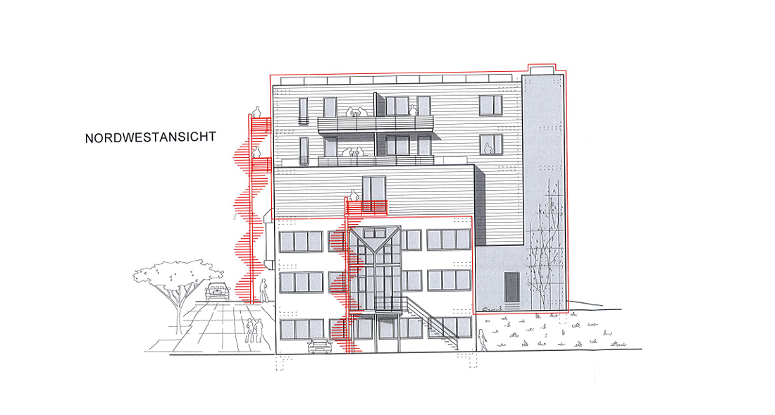 In Planung: Aufstockung von Gewerbebau mit 20 Wohneinheiten in Gomaringen.