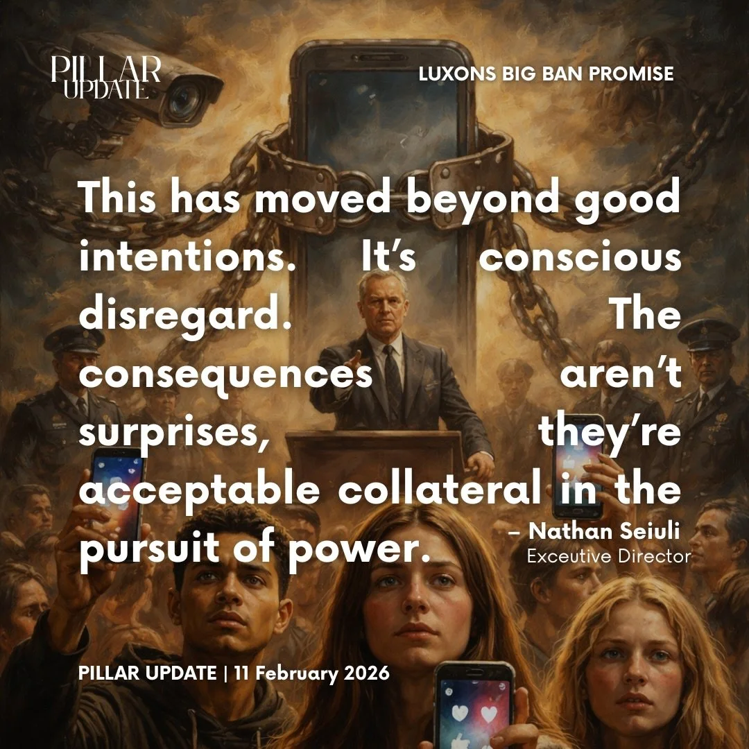 This week Christopher Luxon made something very clear. National&rsquo;s made up its mind. They&rsquo;re pushing ahead with a nationwide under 16 social media ban.

No solid evidence it works.
Plenty of international evidence that it doesn&rsquo;t. An