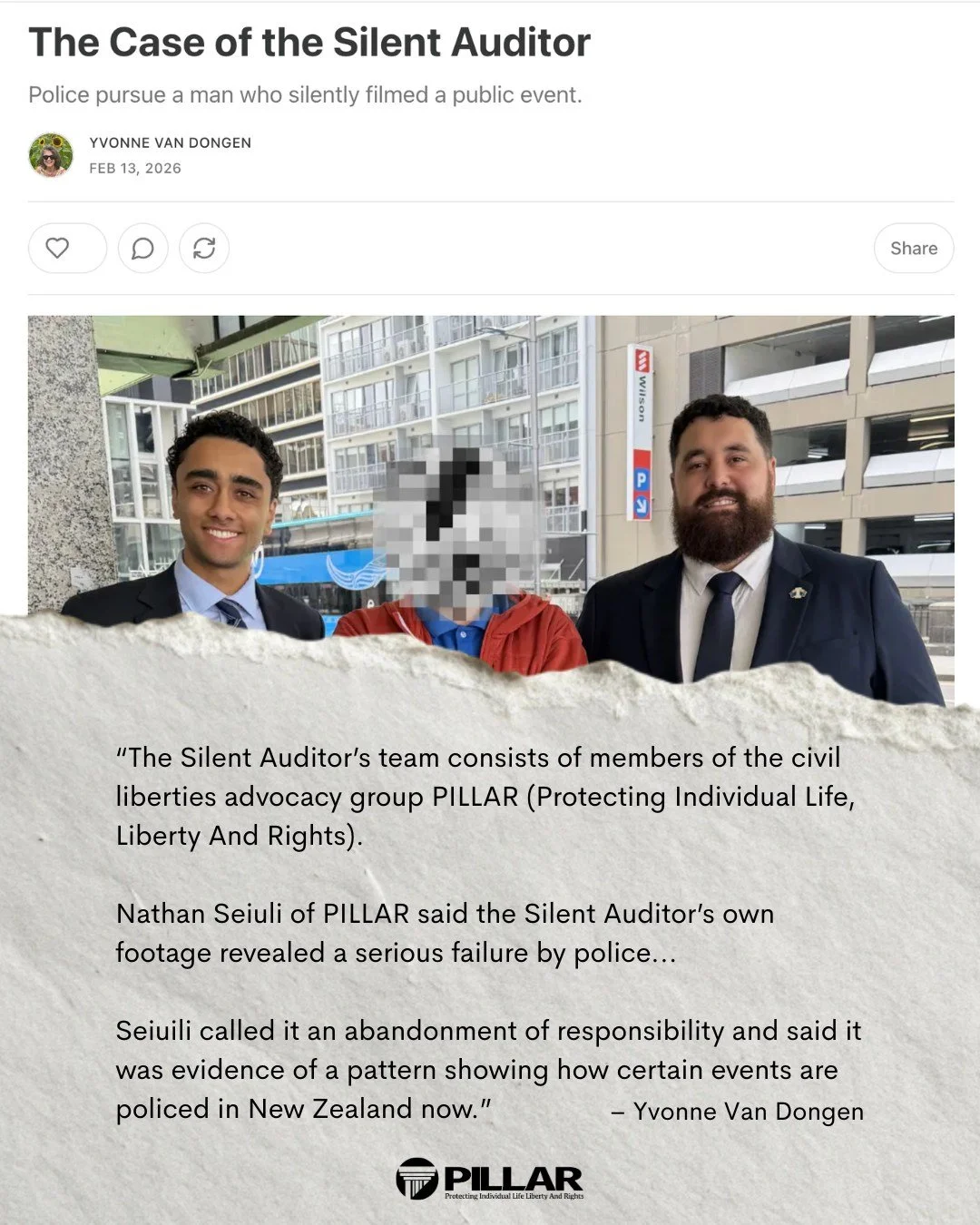 Correction: The charge @AucklandCitizen is defending is common assault. Disorderly Conduct was floated as an offer from the police. Our team declined because innocent people dont take charges for exercising their rights. 

FULL STORY HERE:

https://y