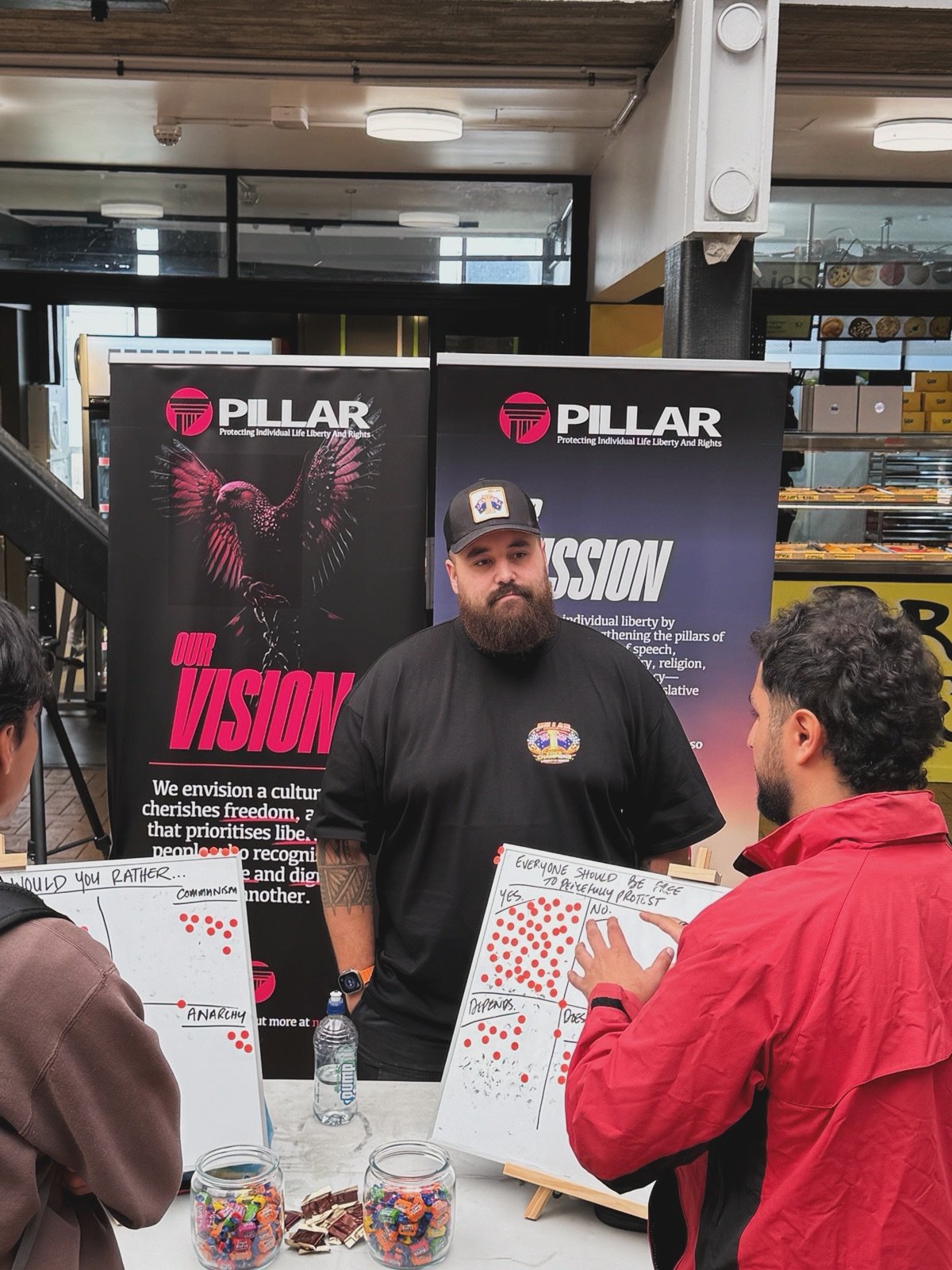 DAY TWO HIGHLIGHTS
1. Lots of healthy debate with people from all perspectives.
2. What system to students prefer? And should everyone be free to peacefully protest?
3. Thank you to everyone who stopped by!
4. This student shared why he&rsquo;s grate