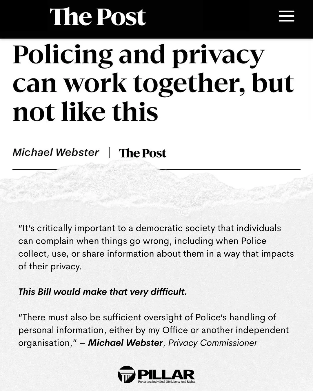Even the Privacy Commissioner is saying NO to police overreach in the Policing Amendment Bill. That should tell you everything. Sign the petition.
https://www.nzpillar.com/police-overreach
