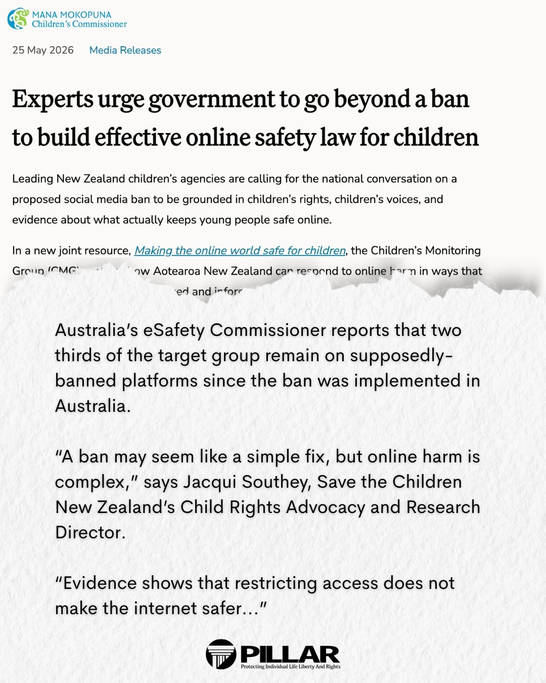 Interesting from Children's commissioner: 
- NO to SM Ban
- YES to GREATER ONLINE REGULATION and CONTENT MODERATION 
- YES to MORE EDUCATION
Theres still so many who don't realise what they are advocating for.
