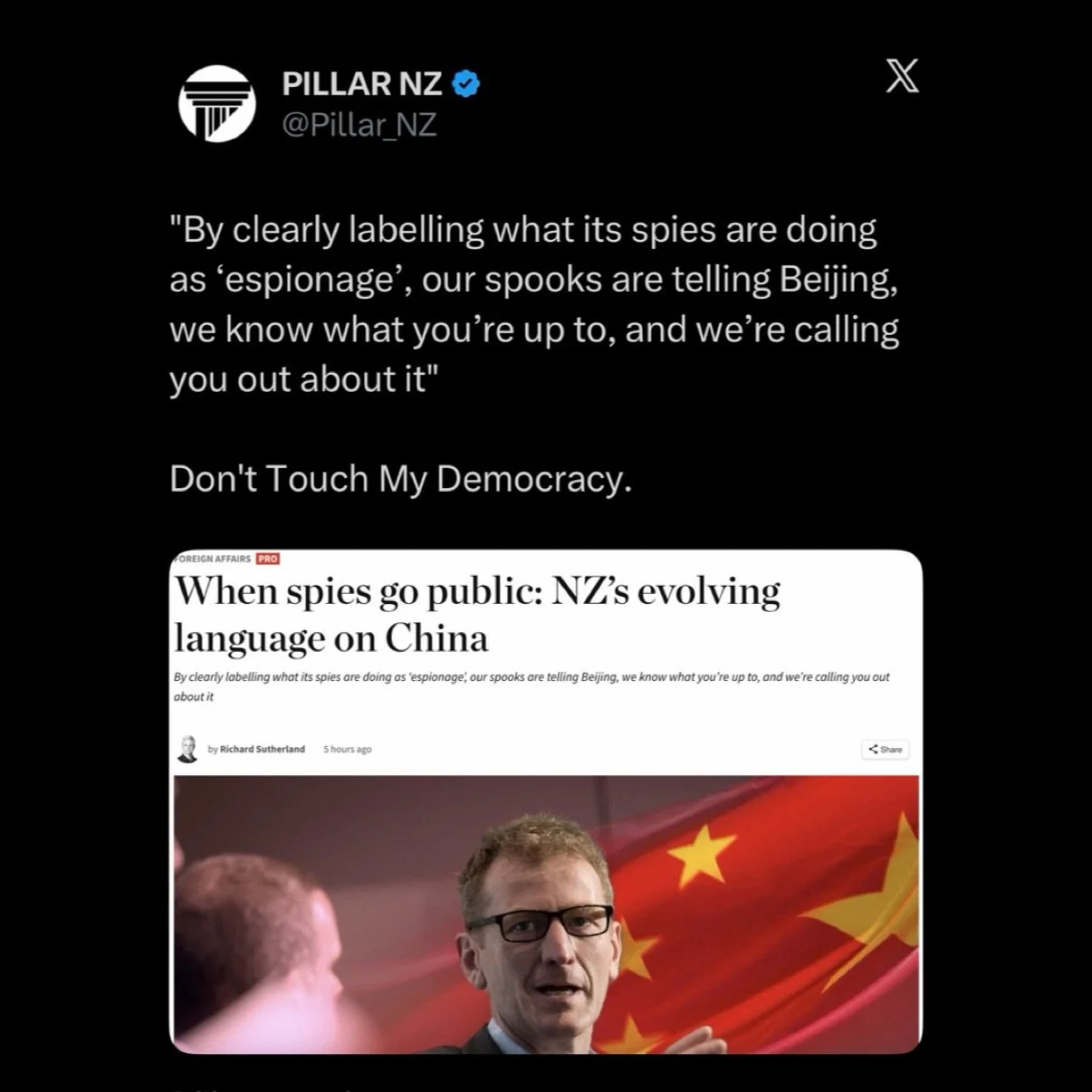 Our intelligence services have made it clear that China poses a very real and imminent threat.