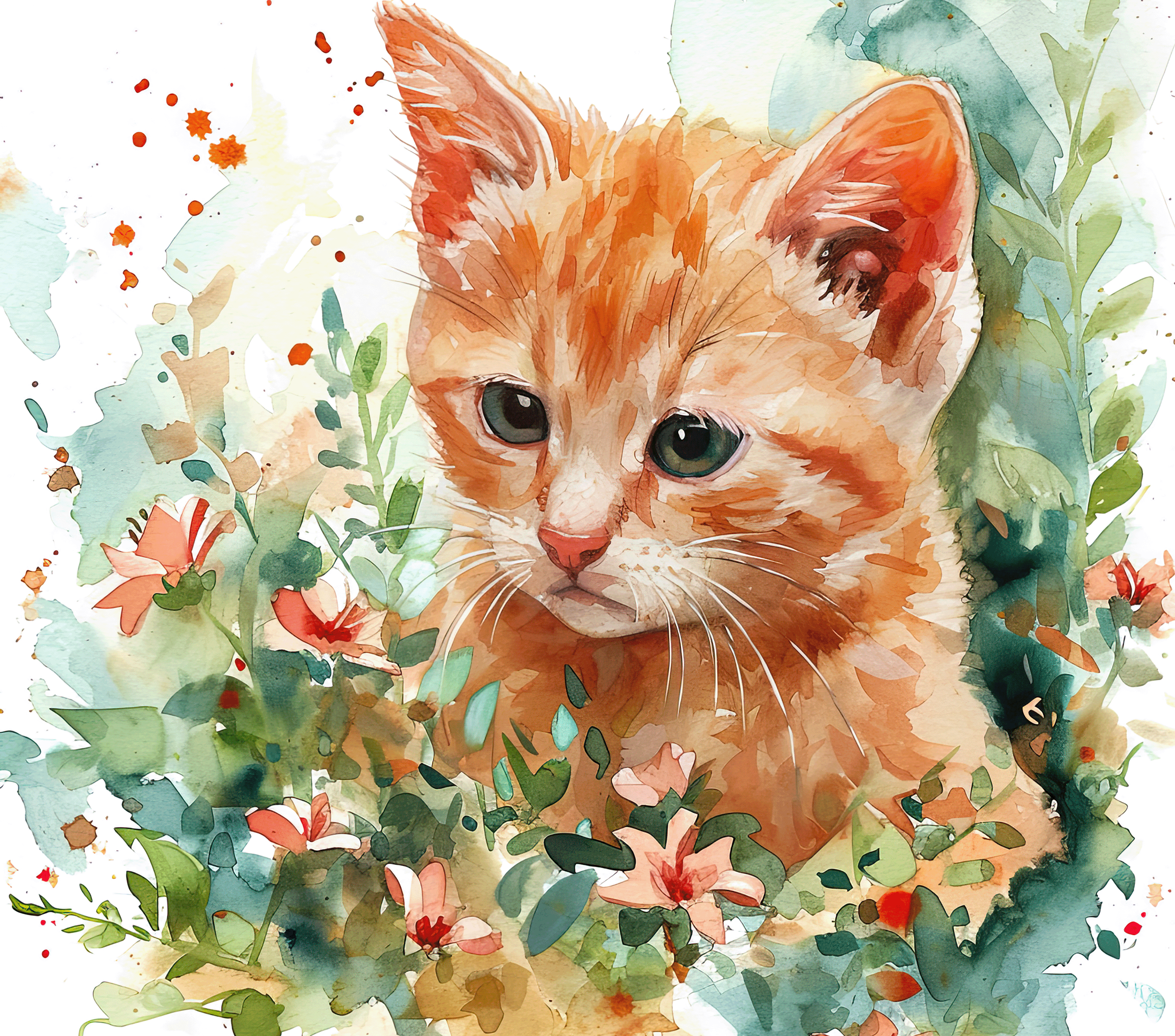 Cat - Orange Tabby Kitten, Looking Down