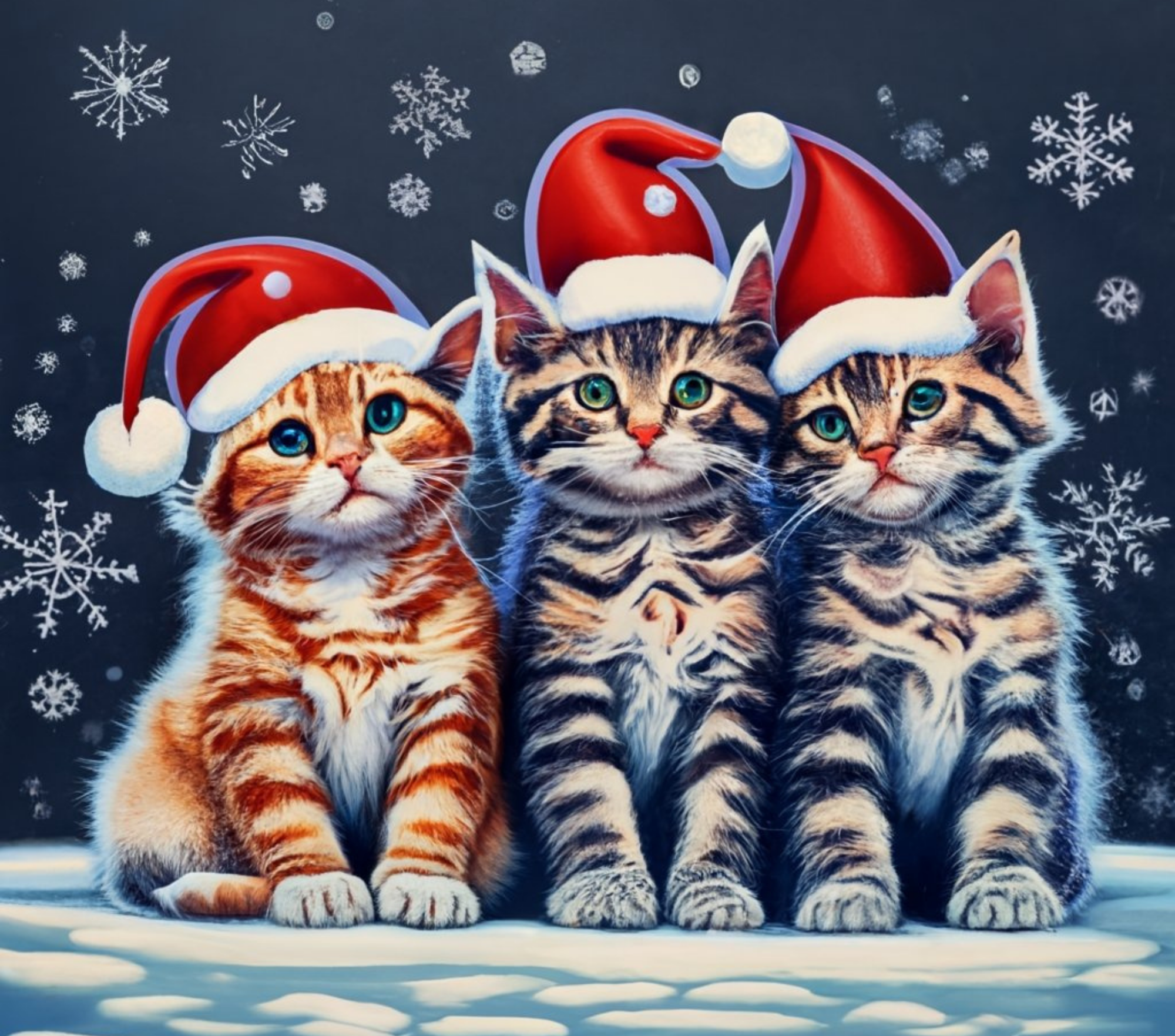 Kittens with Santa Hats