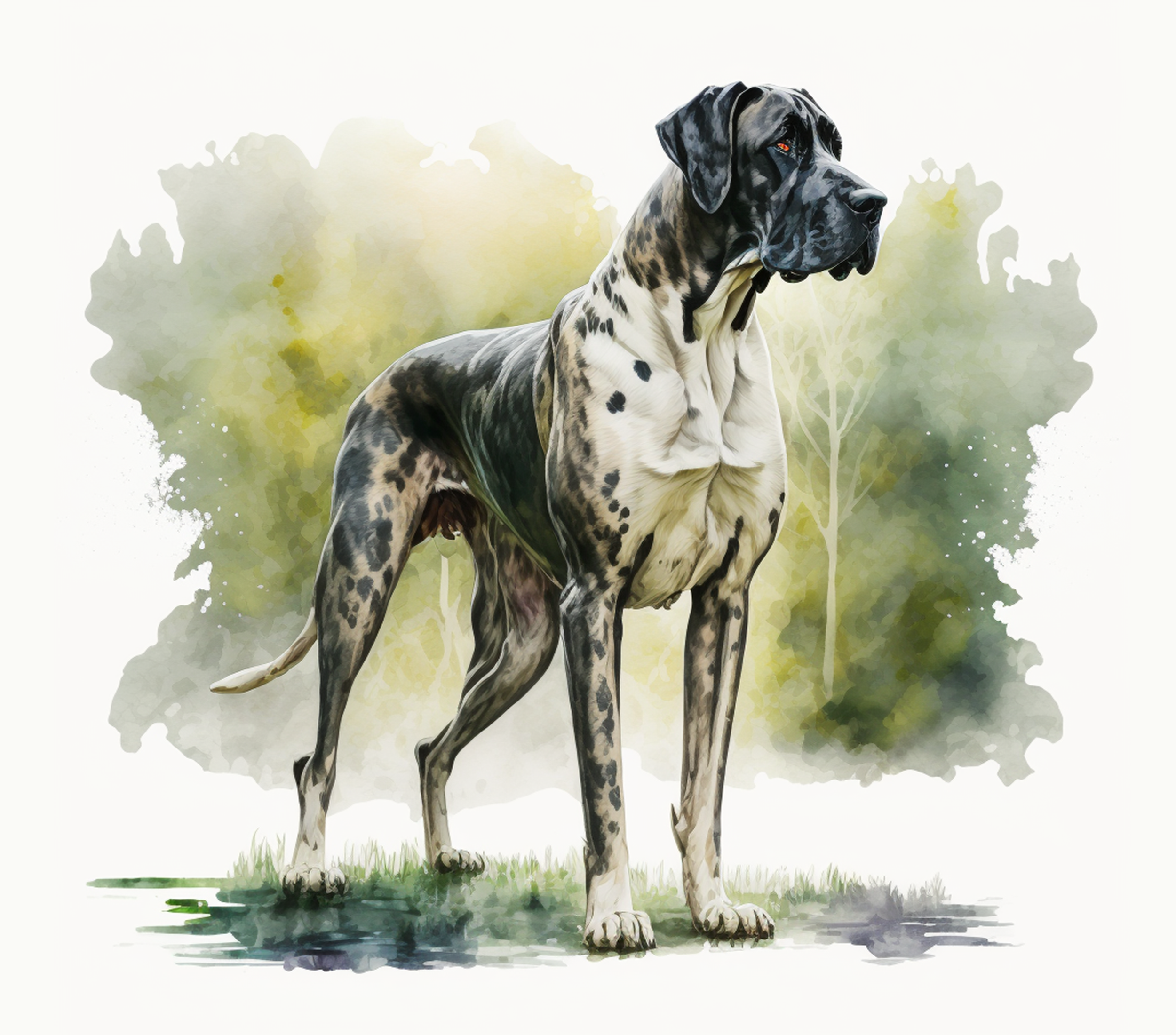 Dog - Great Dane - Spotted, Standing