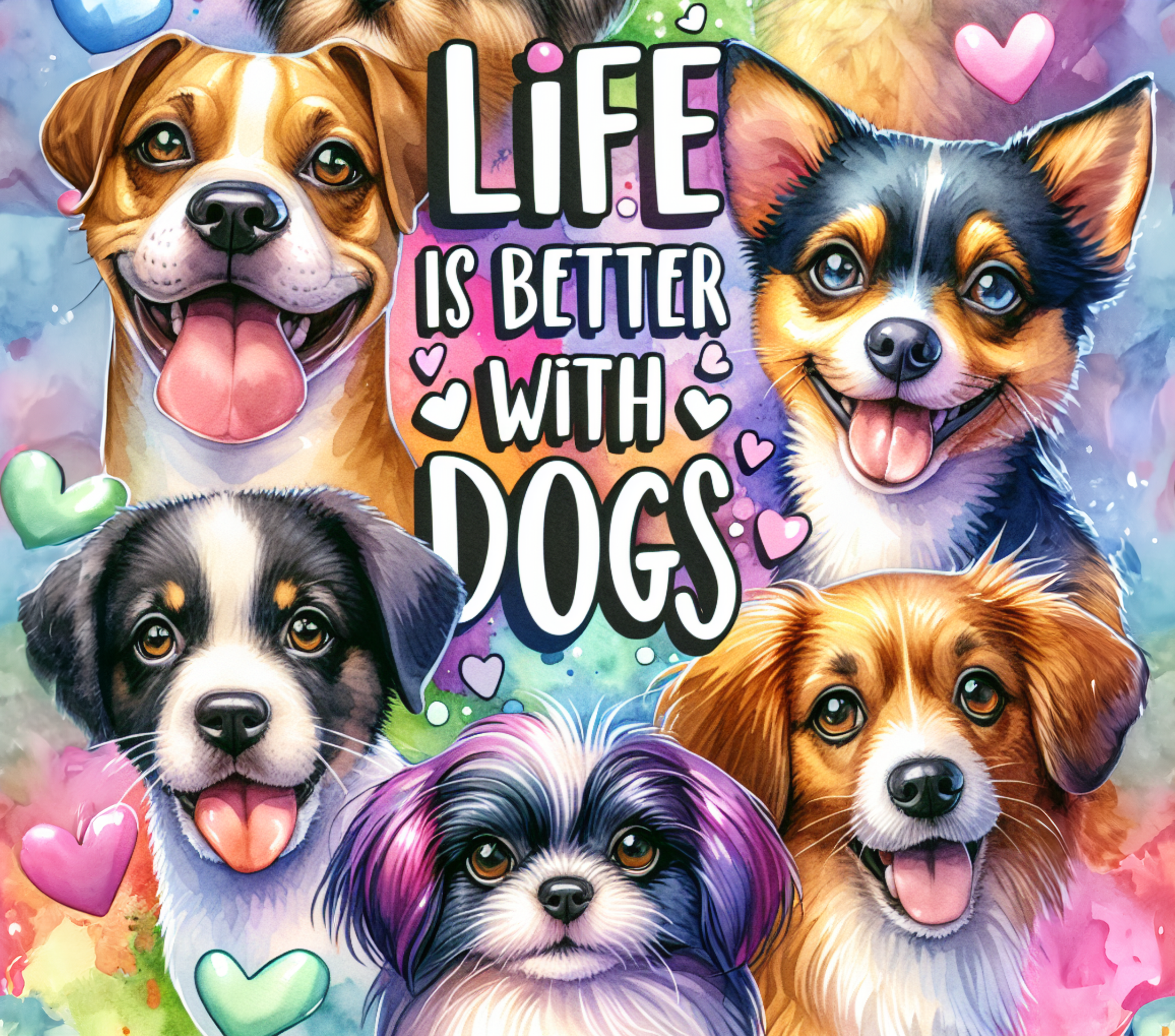 Life is Better with Dogs - Colorful