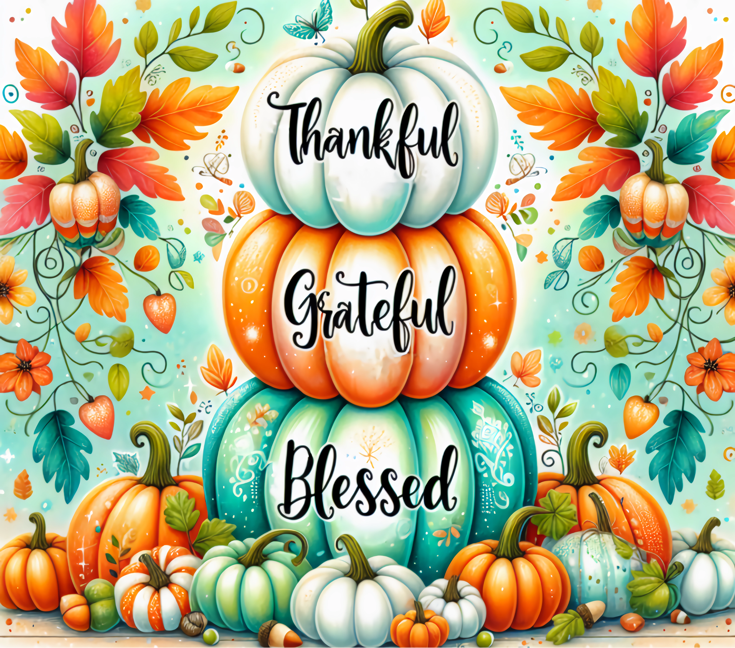 Pumpkins 3 - Thankful Grateful Blessed