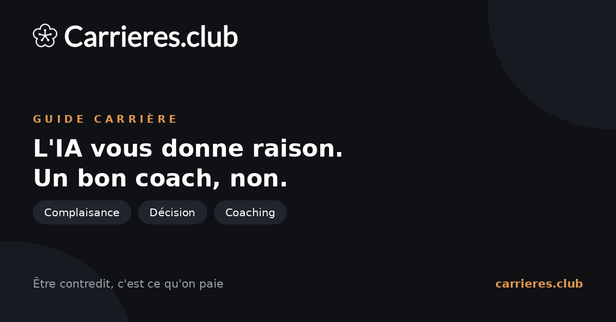 Guide Carrières Club : l'IA vous donne raison, un bon coach non