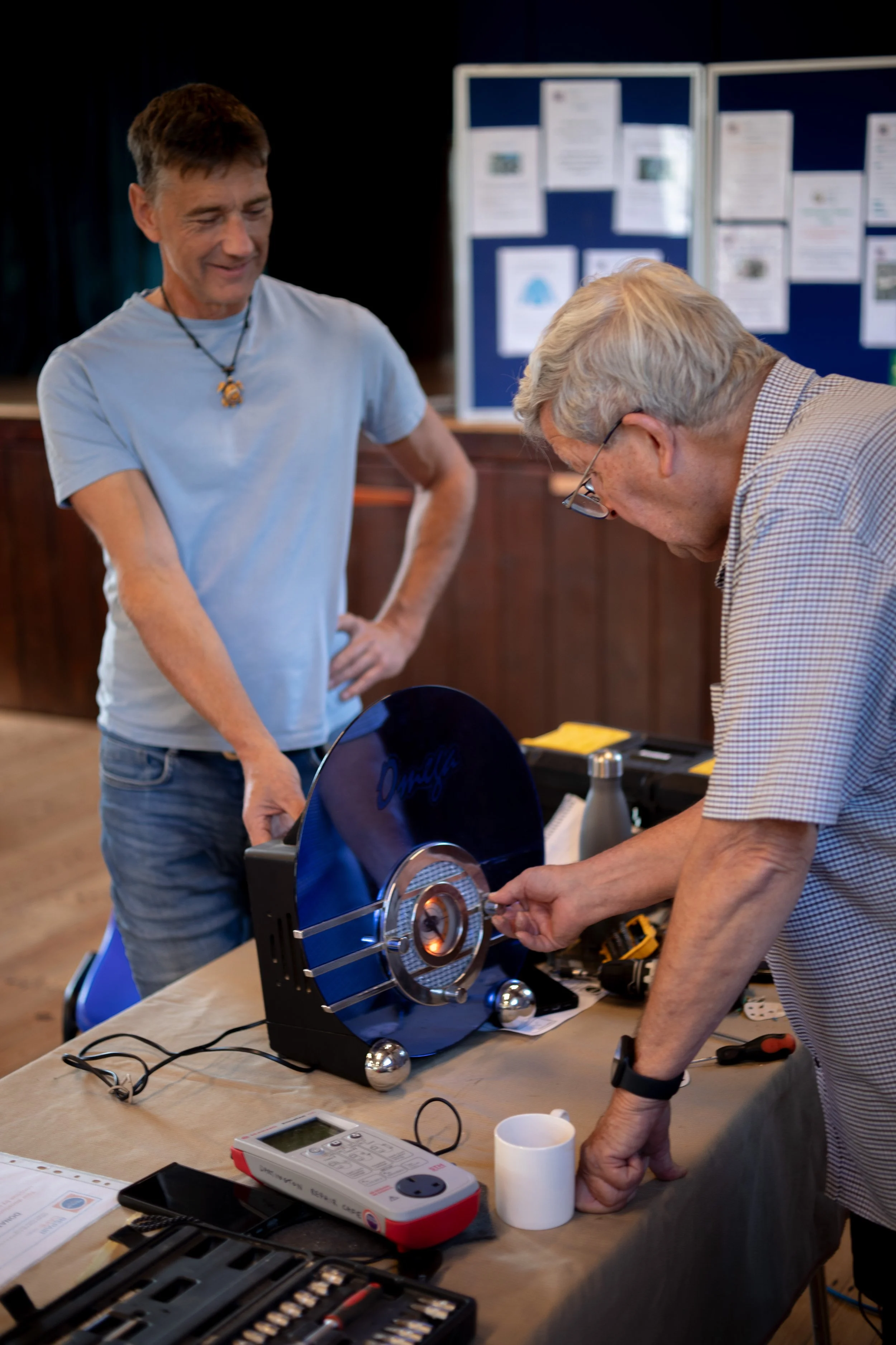 JC repairing a radio