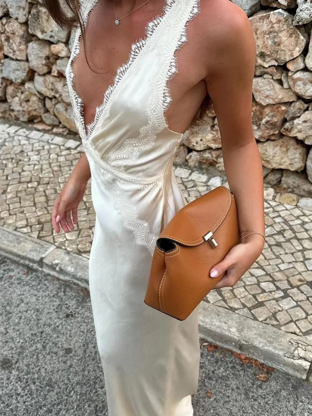 la lune lace cross back maxi dress - cream