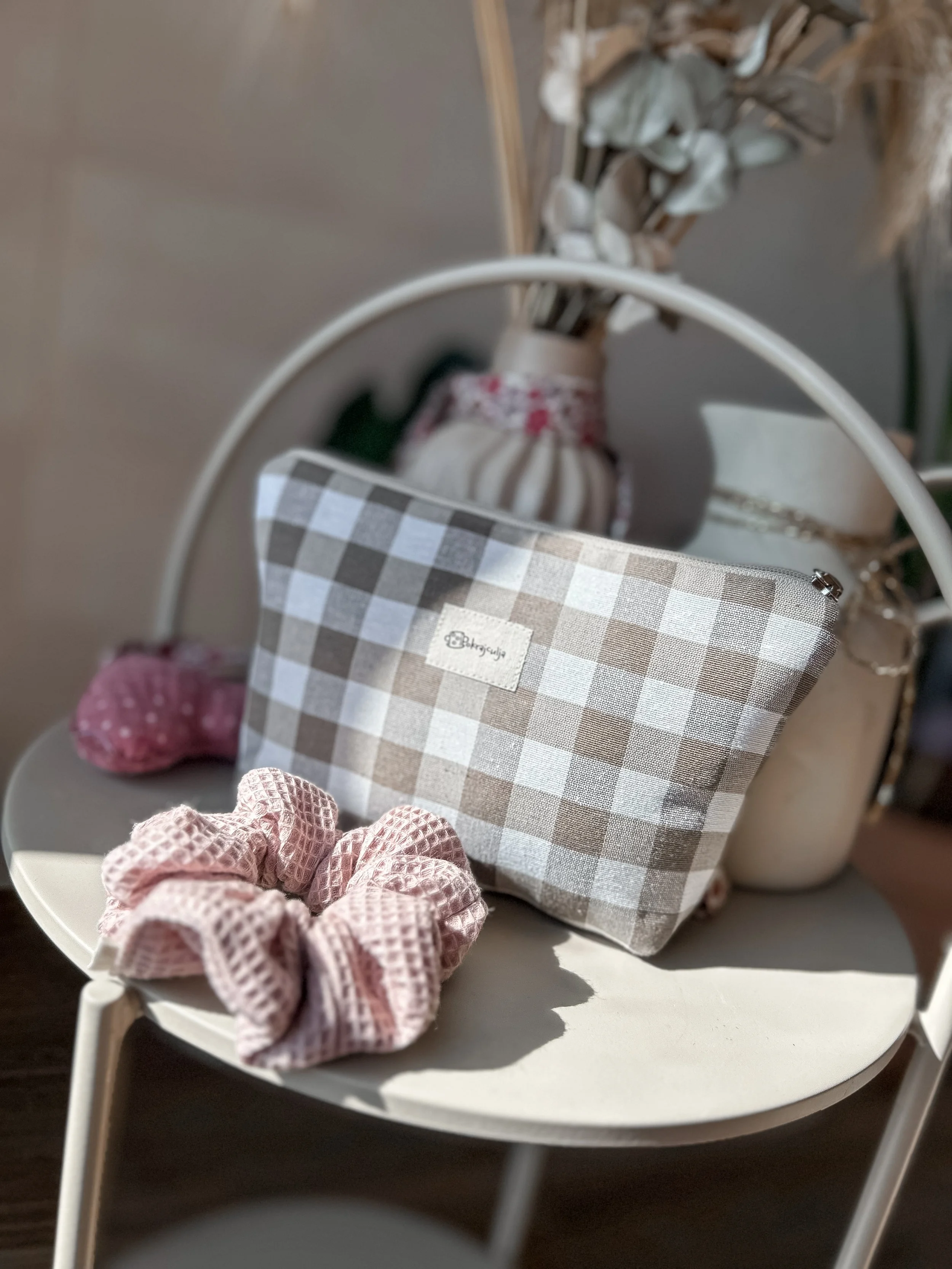 Toaletna torbica Sofia I Taupe Check