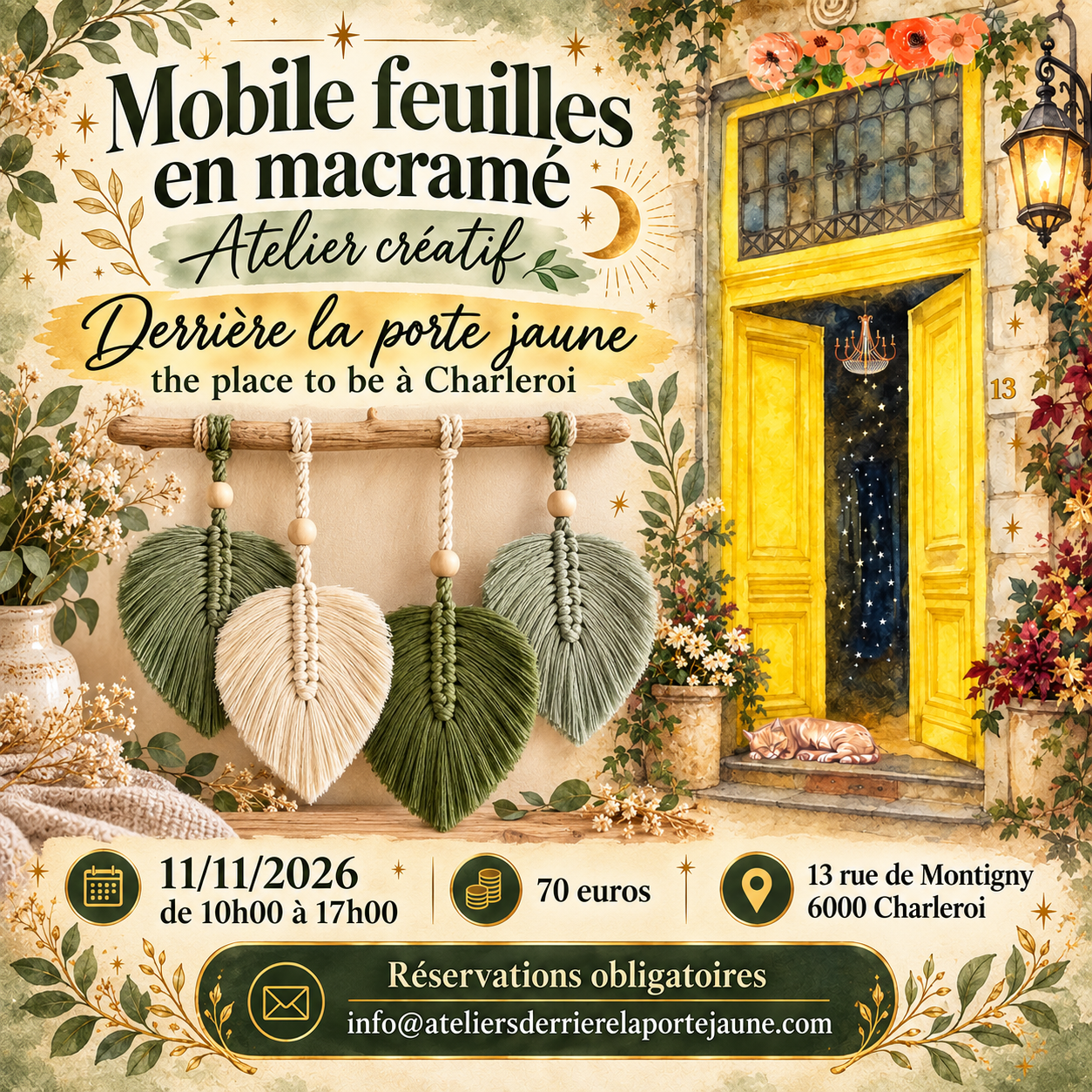 Atelier mobile feuilles en macramé