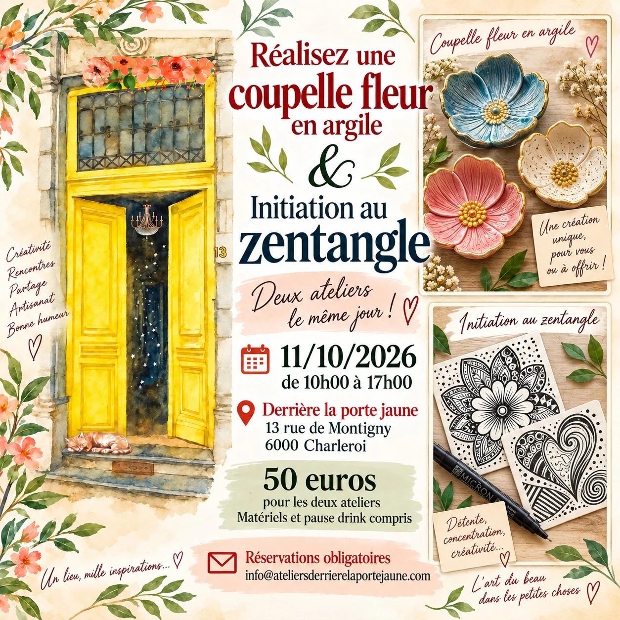 Réalisation d'une coupelle fleur en argile et initiation au zentangle