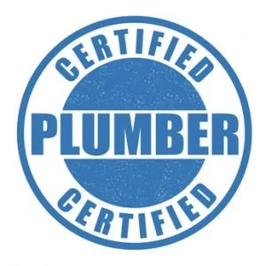 A circular badge with the words 'Certified Plumber' in the center and 'Certified' written above and below the circle, all in blue.