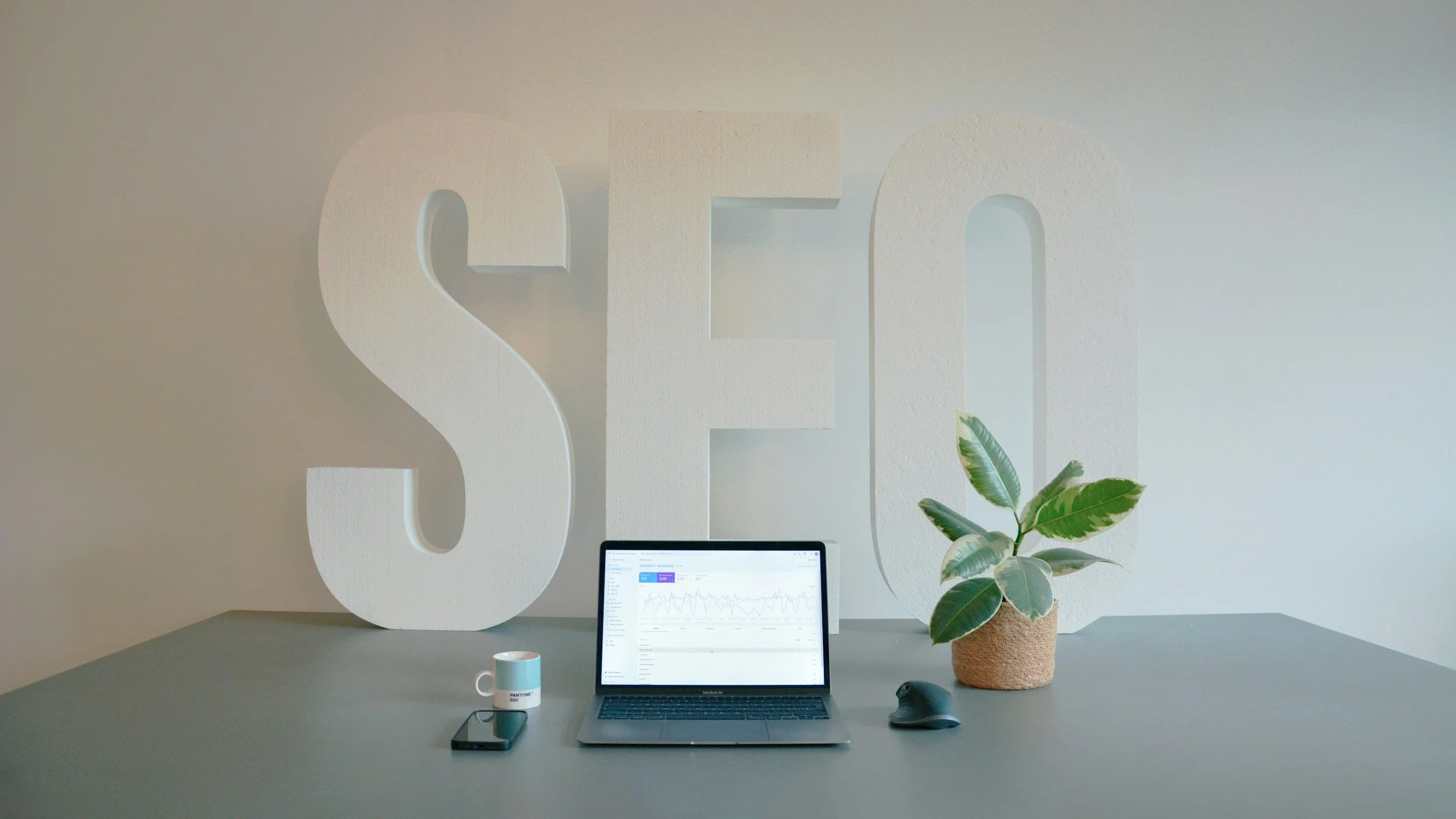 A modern workspace with a large white