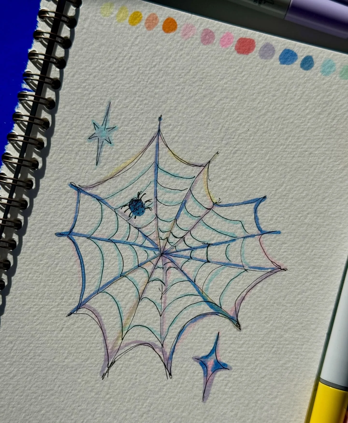 #peachtober25 day 22: web🕸️🕷️✨
I had to time this year so I don’t even know what I came up with😭😂 just a basic spider-web it is. No pressure to participate this year (because I’m way too busy) but I still wanted to use a few of the p