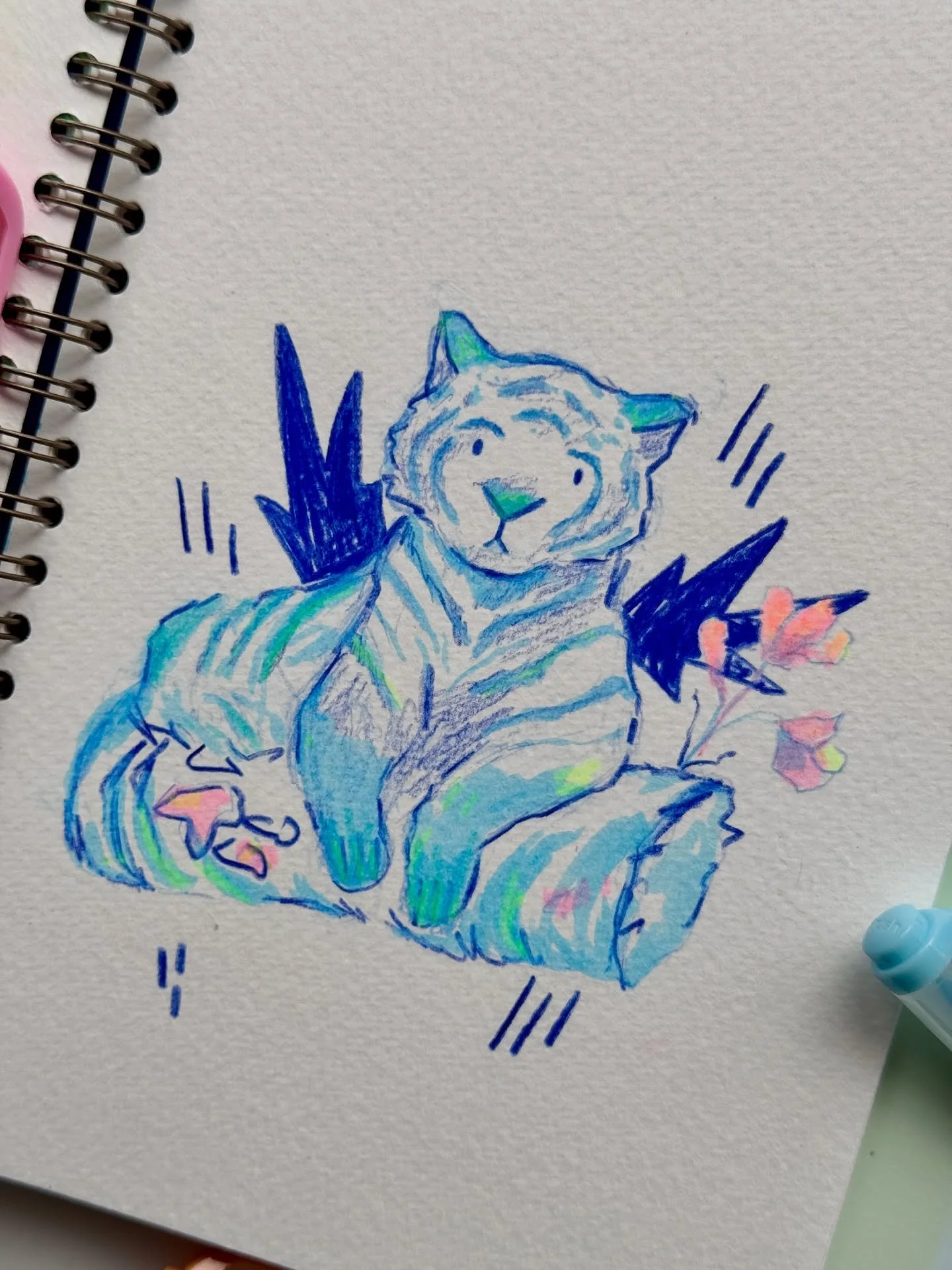 #peachtober25 day 25: stripes🐯✨
No pressure to participate this year (because I’m way too busy) but I still wanted to use a few of the prompts. We made it to day 25, whoop whoop!🐅
Made with @mildliner_official and a blue sketching pencil