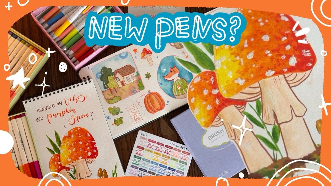 🍄Happy Friday everyone!🍄 I just posted a new video n my YouTube channel (StudioRagonda, link in bio) about some new pens from @arrtxart (did you know that they have acrylic GEL pens? I had no idea, haha) and I will answer some questions that you gu