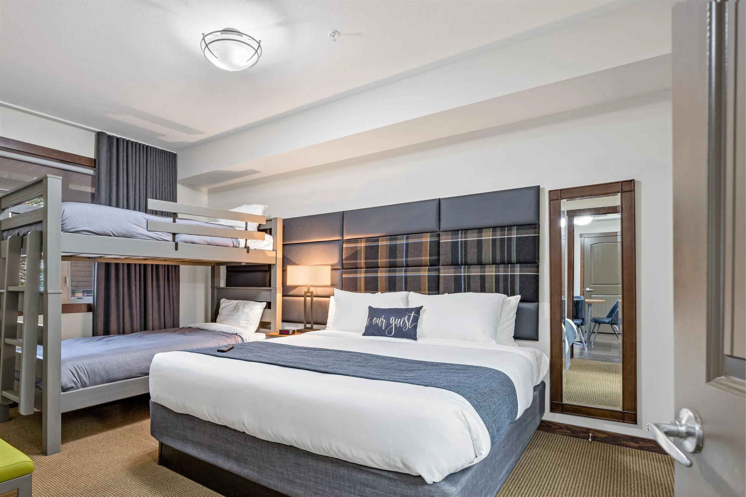 Bunk beds and a Queen size bed